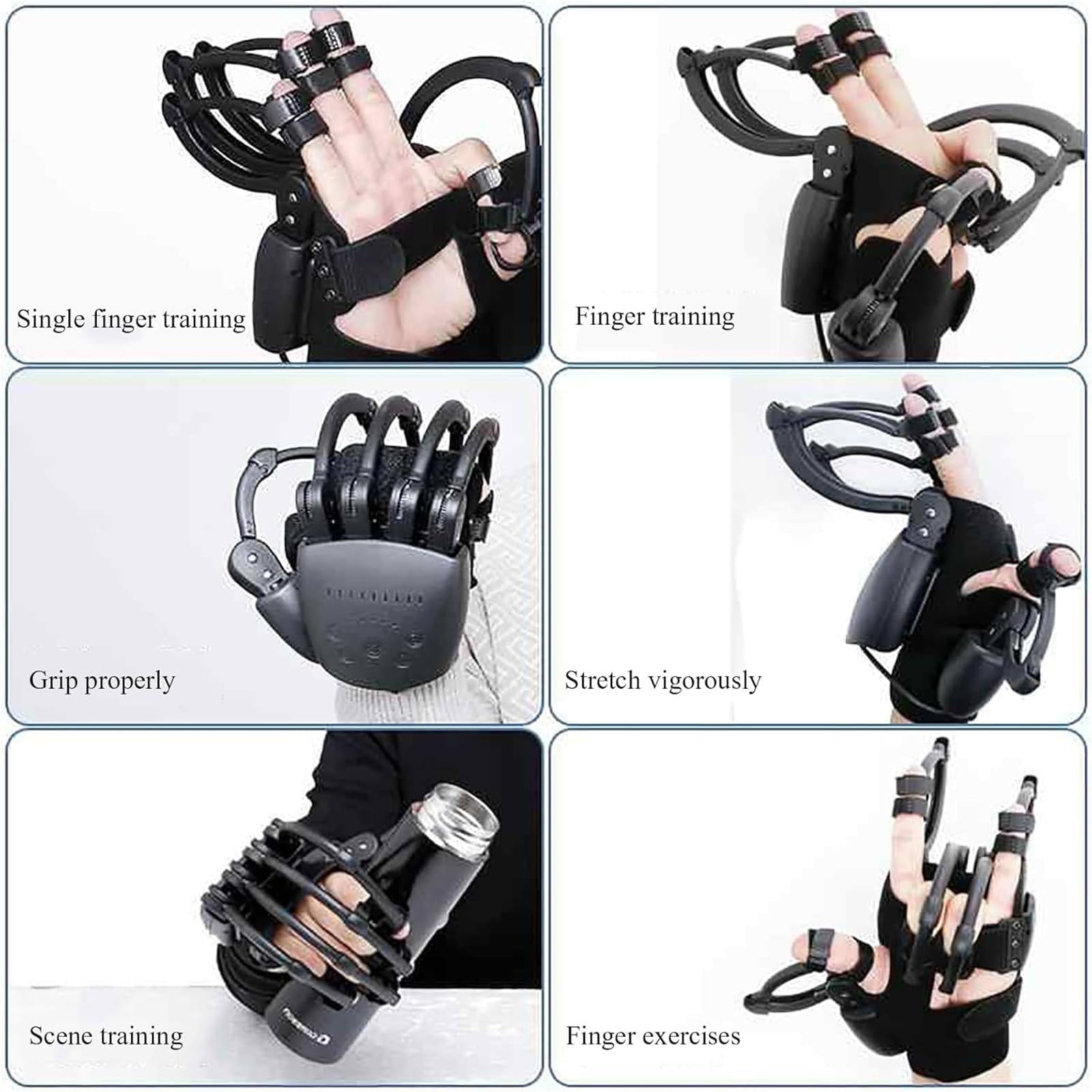 Gants d'entraînement sans fil avec fonction miroir, rechargeable par USB, 9 niveaux de force, plusieurs modes d'entraînement pour hémiplégie et récupération d'AVC, faciles à transporter