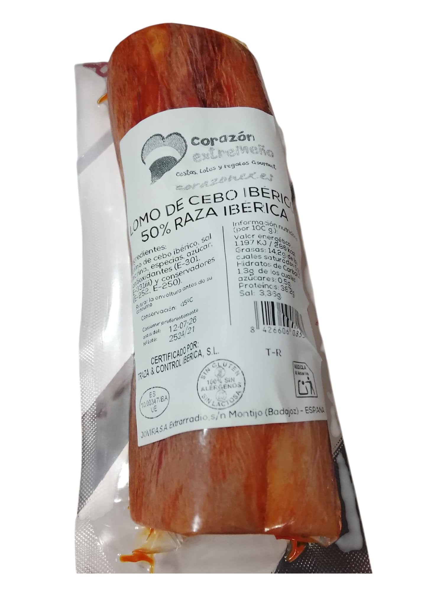 Cesta de Regalo para Navidad con Jamón Ibérico Cebo, Caña de Lomo Ibérico, Torta de la Serena, Vino Habla de la Tierra – Corazón Extremeño