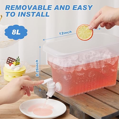 Miniatura 2 de Hoolerry 2 dispensadores de bebidas de 2 galones para refrigerador, contenedor de jugo de bebida líquida de plástico con espita jarra de limonada