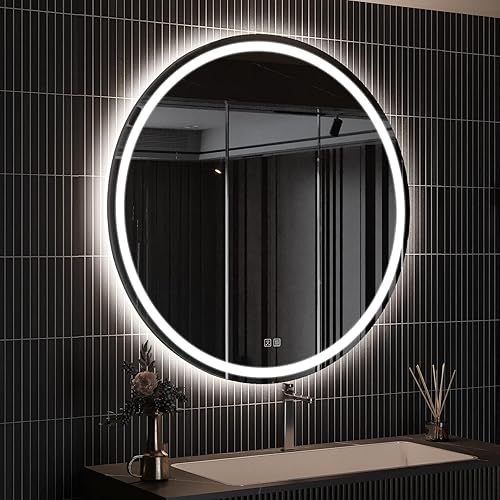 Miniatura 8 de ROOMTEC Espejo de baño LED de 32 pulgadas con parte delantera y retroiluminada, antiniebla, 3 colores y luz regulable (certificación ETLUL)