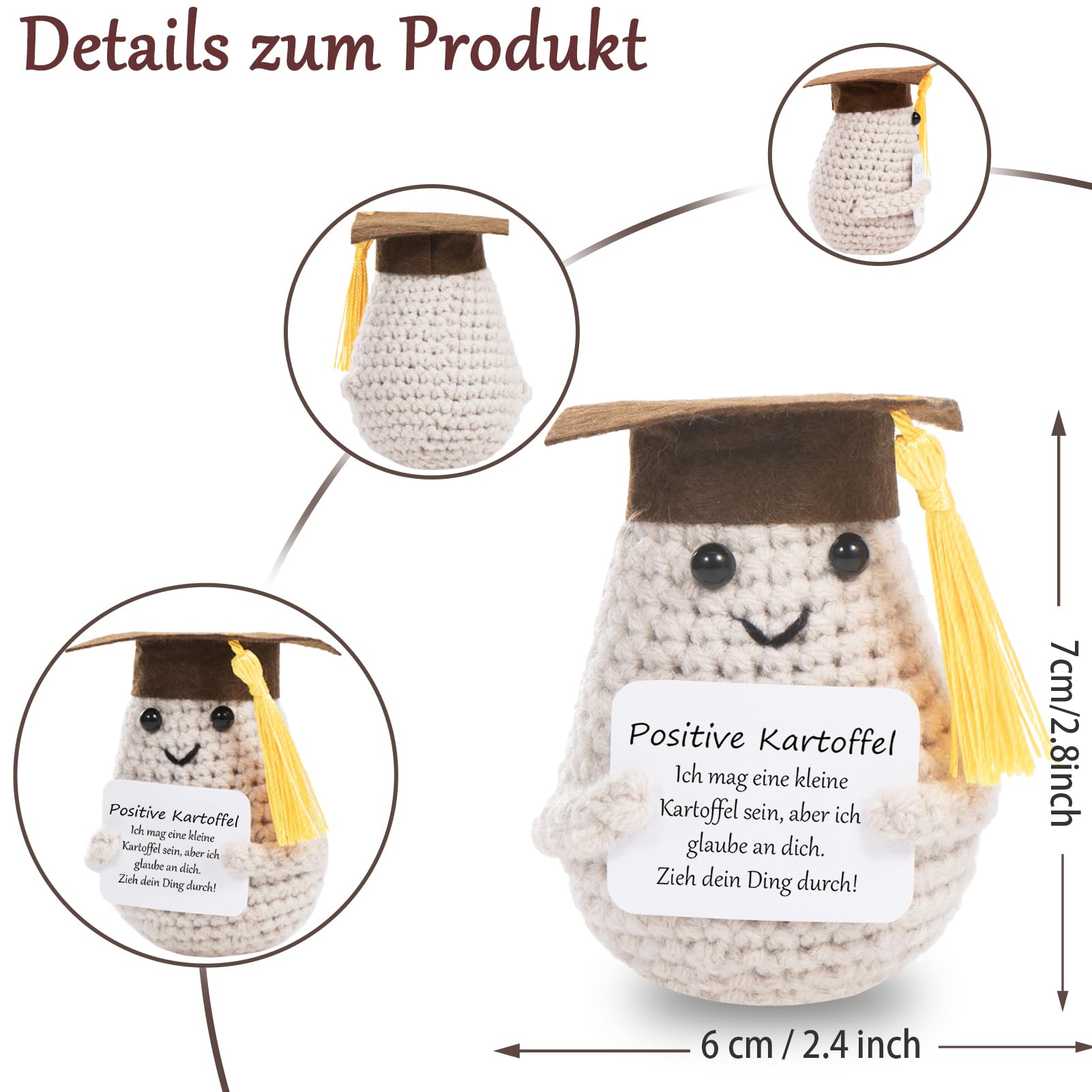 XBOCMY Mini Pocket Hug Positive Potato, Gifts for Boyfriend, Funny Gift for Girlfriend, Motivational Gifts, Small Lucky Charm Best Friend, Small Hug Pocket Hug Potato Lucky Charm