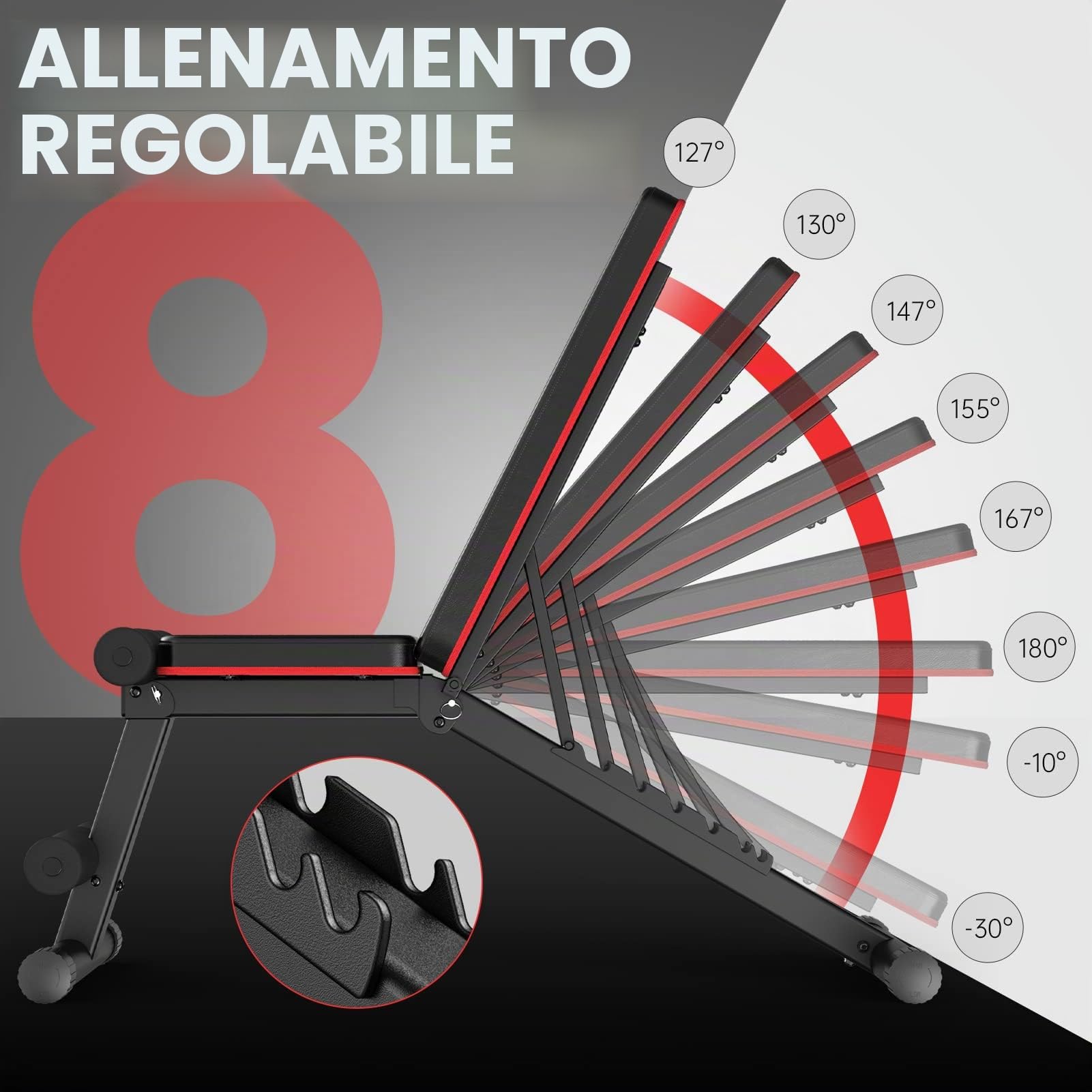 PASYOU Panca Palestra Multifunzione, 7 in 1 Panca Pesi Regolabile,Panca Addominali, Panca Piana Pieghevole Fitness Adatto per Casa e Palestra, 230Kg Capacità di Peso PA300