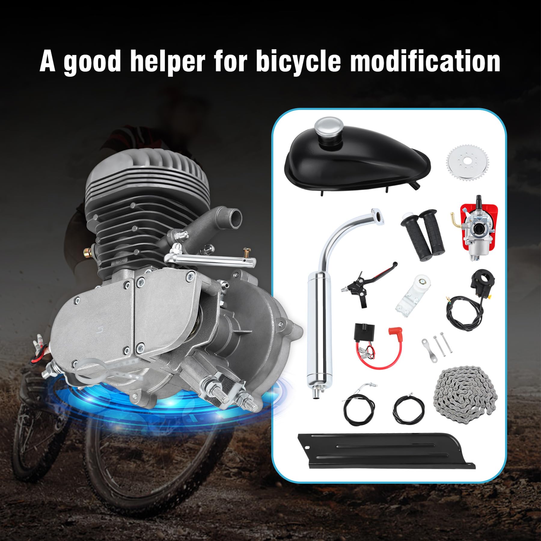 2 Tempi Kit Motore bici 100cc Gas Motorizzato Motore Kit di Conversione Bici