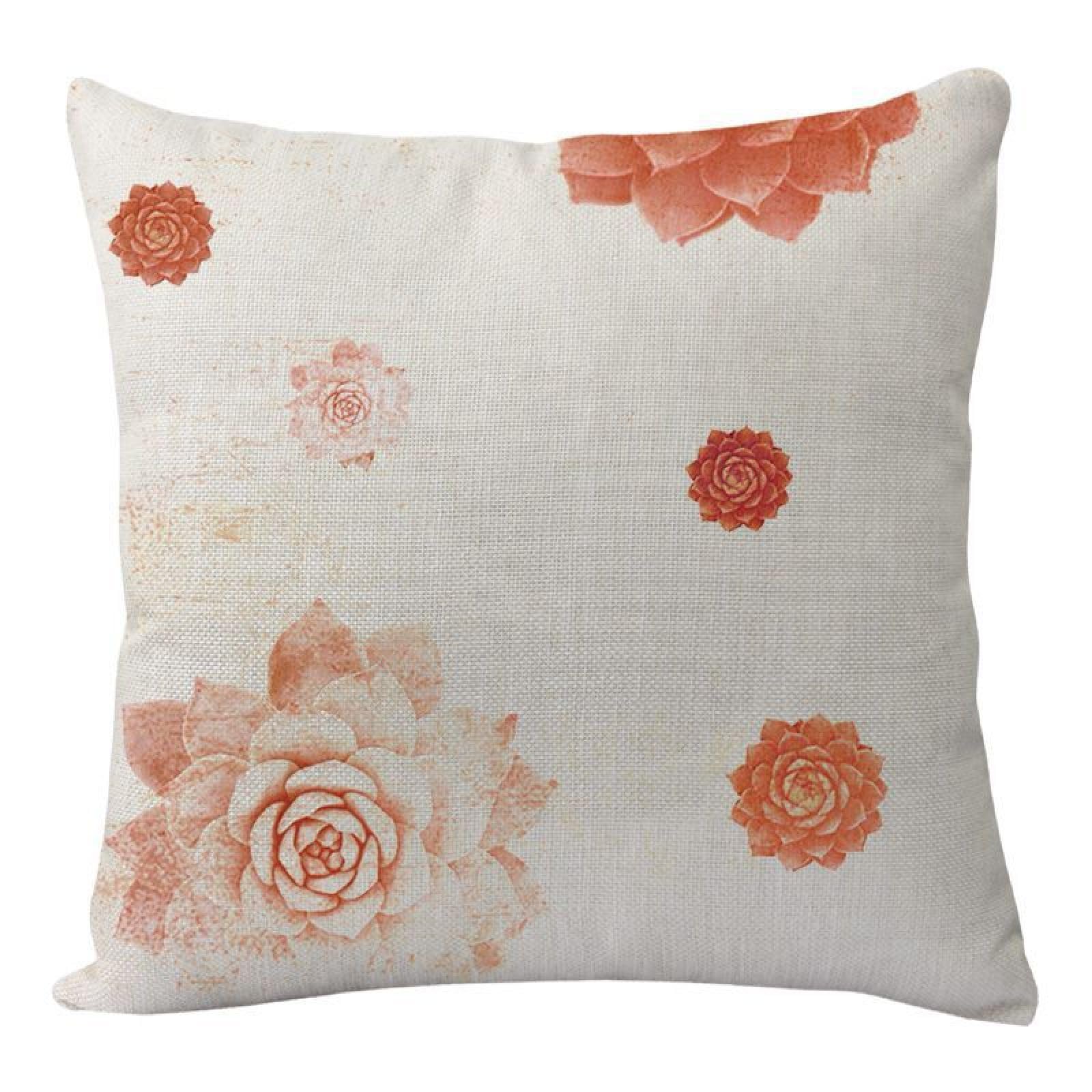 Wazylphin Cushion Covers Orange Plants Pillow Cases Cotton and Linen Cushions with Covers Included Zipper Sofa Cushions Soft Pillowcase Living Room Pillow Cover Bedroom 50x50 Cushion Cover 1 Pack