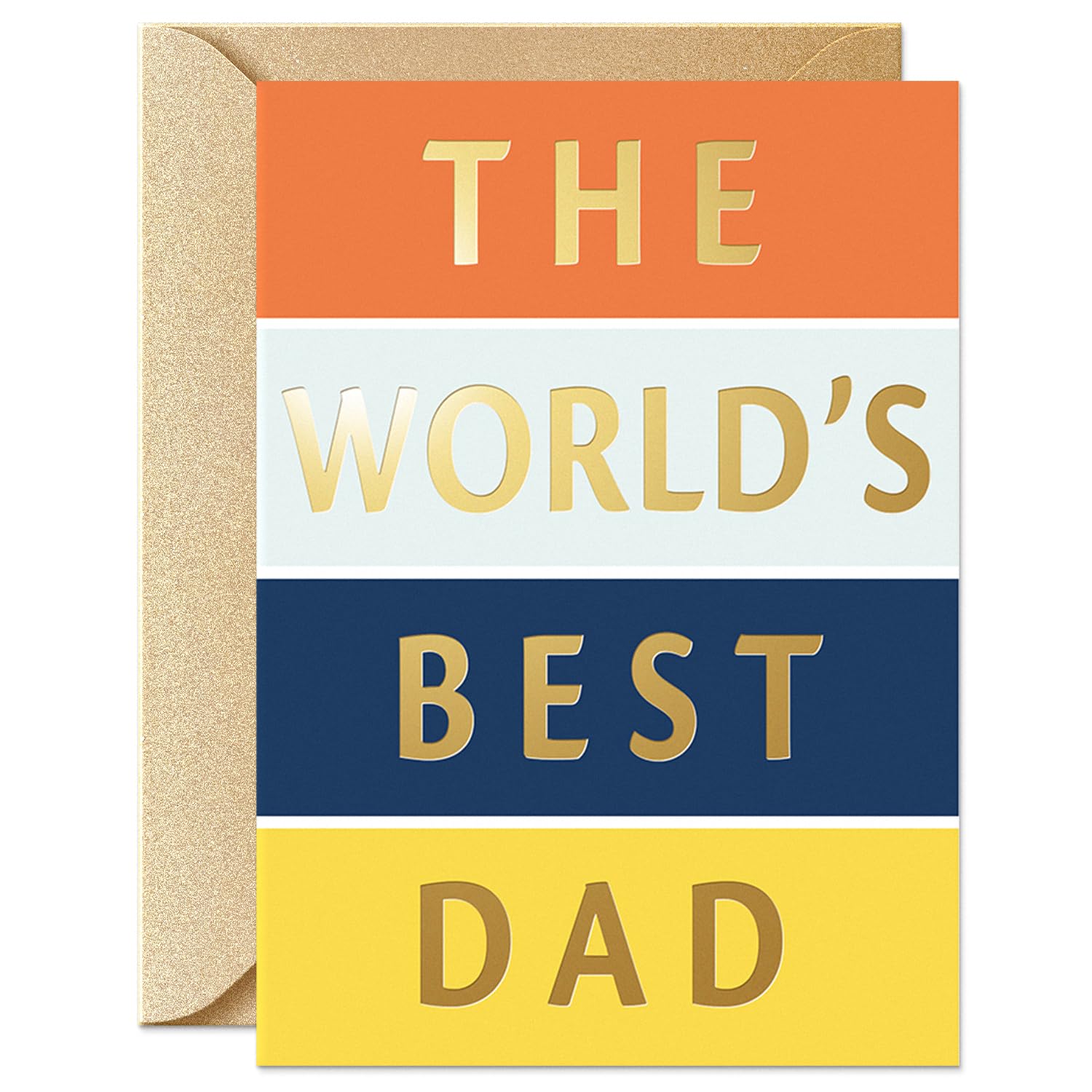 S&O Father’s Day Card, Premium 5x7, Gold Foil Greeting Card for Dad, Thick 300gsm Cardstock, Sturdy Gold Kraft Envelope & Sticker, Glossy Exterior