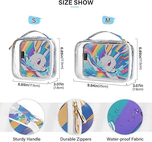 Miniatura 4 de Kawaii Rabbit Rainbow Clear Toiletry Bag for Traveling,2 Pack Makeup Cosmetic Bag with Zipper,Travel Bag for Toiletries,Travel Essentials 21214376