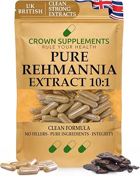 Pure Rehmannia Root Capsules Extract 10:1 | Clean Formula | Crown Supplements UK (90 Capsules)