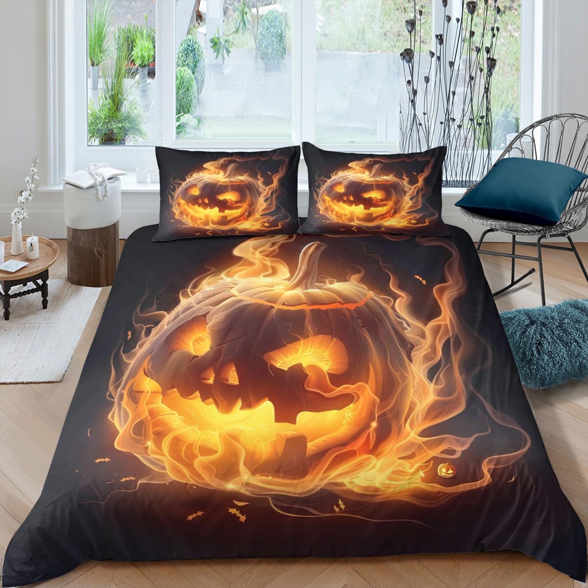 Homemissing Herfst Dekbedovertrek Set Pompoen Beddengoed Set Voor Kinderen Jongens Meisjes Decor Zonnebloem Dekbed Cover Set Herfst Decoraties Oranje Sprei Cover Slaapkamer Beddengoed Super King