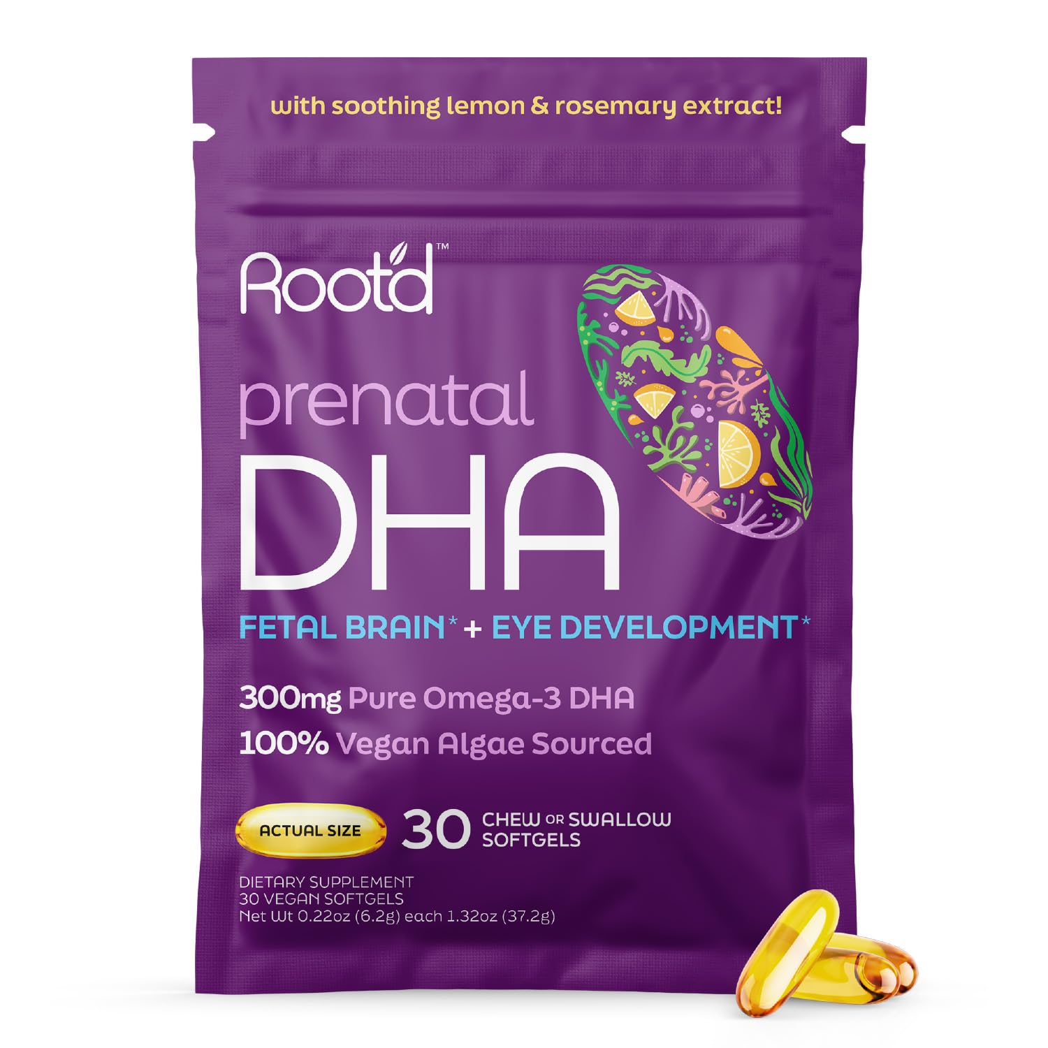 Root'd Prenatal DHA - 300mg Pure Vegan Omega-3, DHA from Algal Oil