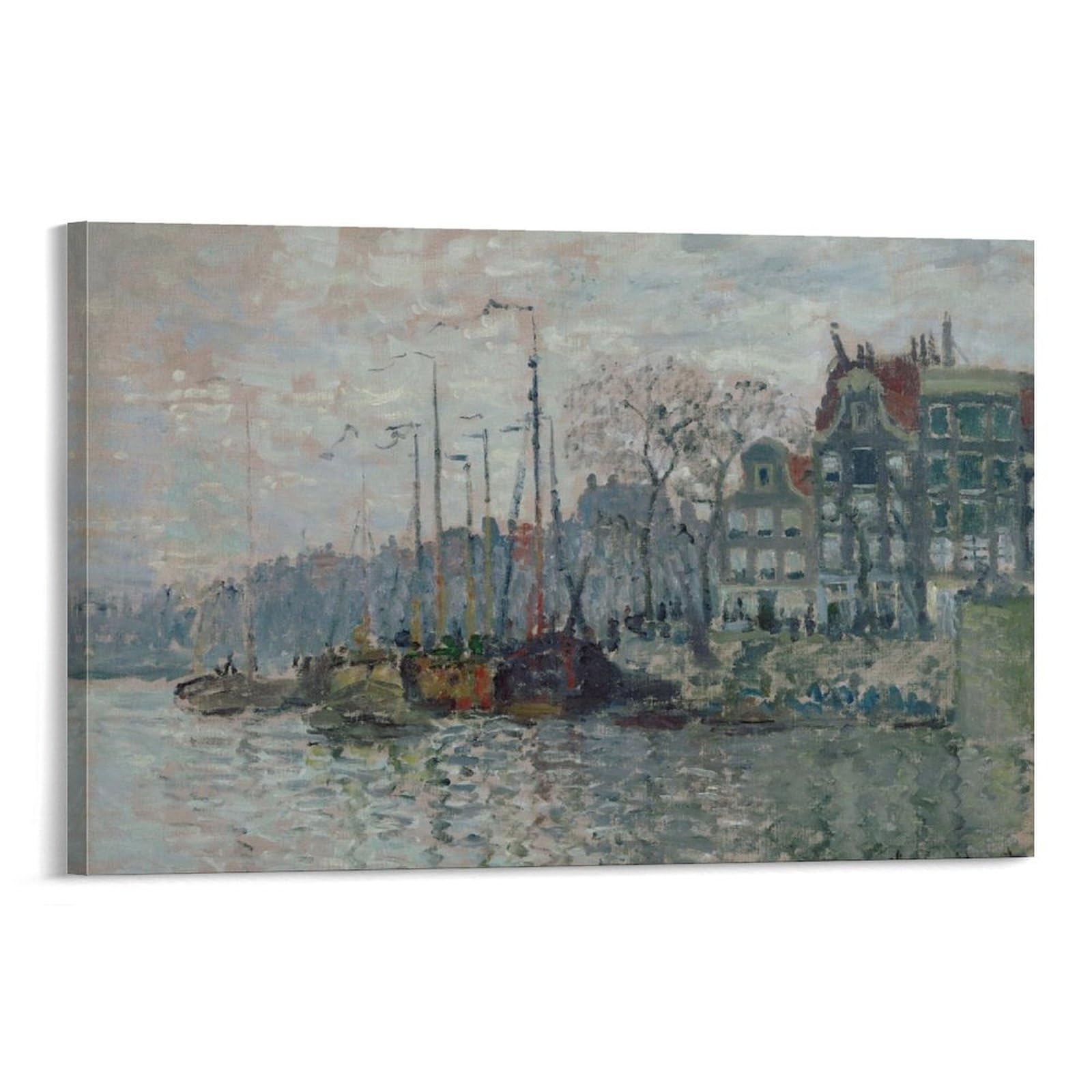 View of The Prins Hendrikkade And The Kromme Waal in Amsterdam, 1874 by Claude Monet Wall Art Prints Poster Picture Print Wall Art Poster Painting Canvas Posters Artworks Room Aesthetic 20x30inch(50x7