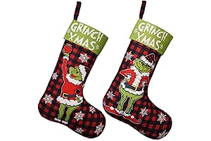 2 Pack 18 Inch Large Grinch Stockings 4 Pack Christmas Stocking