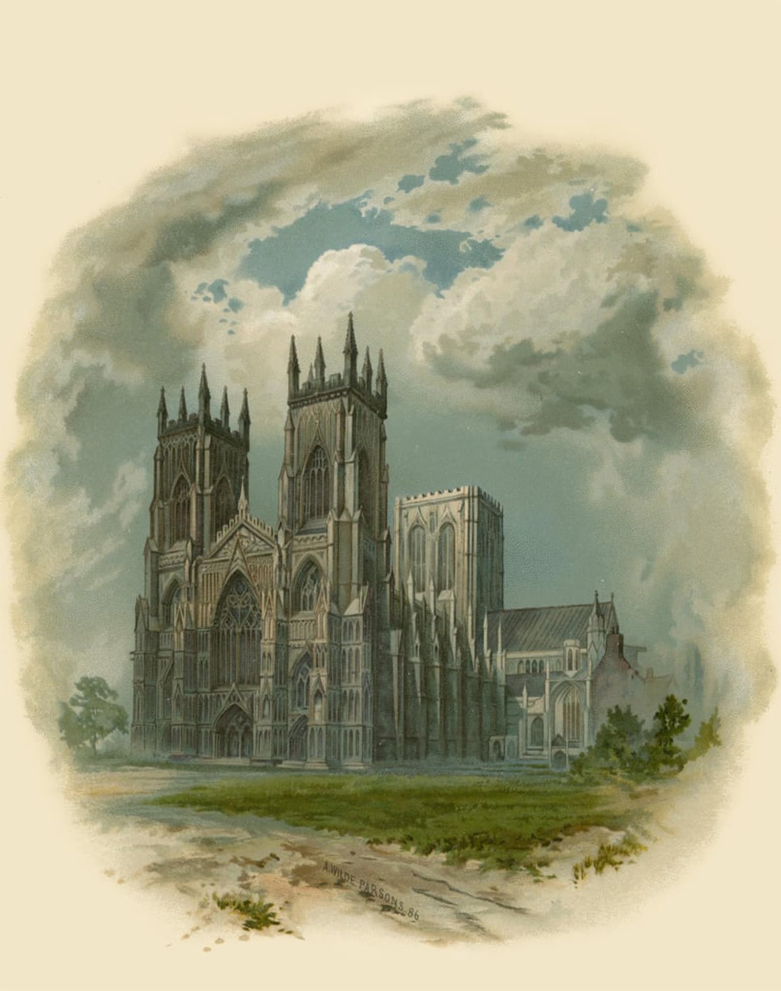 POSTERIIk Vintage Art Print Images Pictures Print York Minster West Front by Arthur Wilde Parsons Modern Colour Posters for Office Home Decor 60x90cm