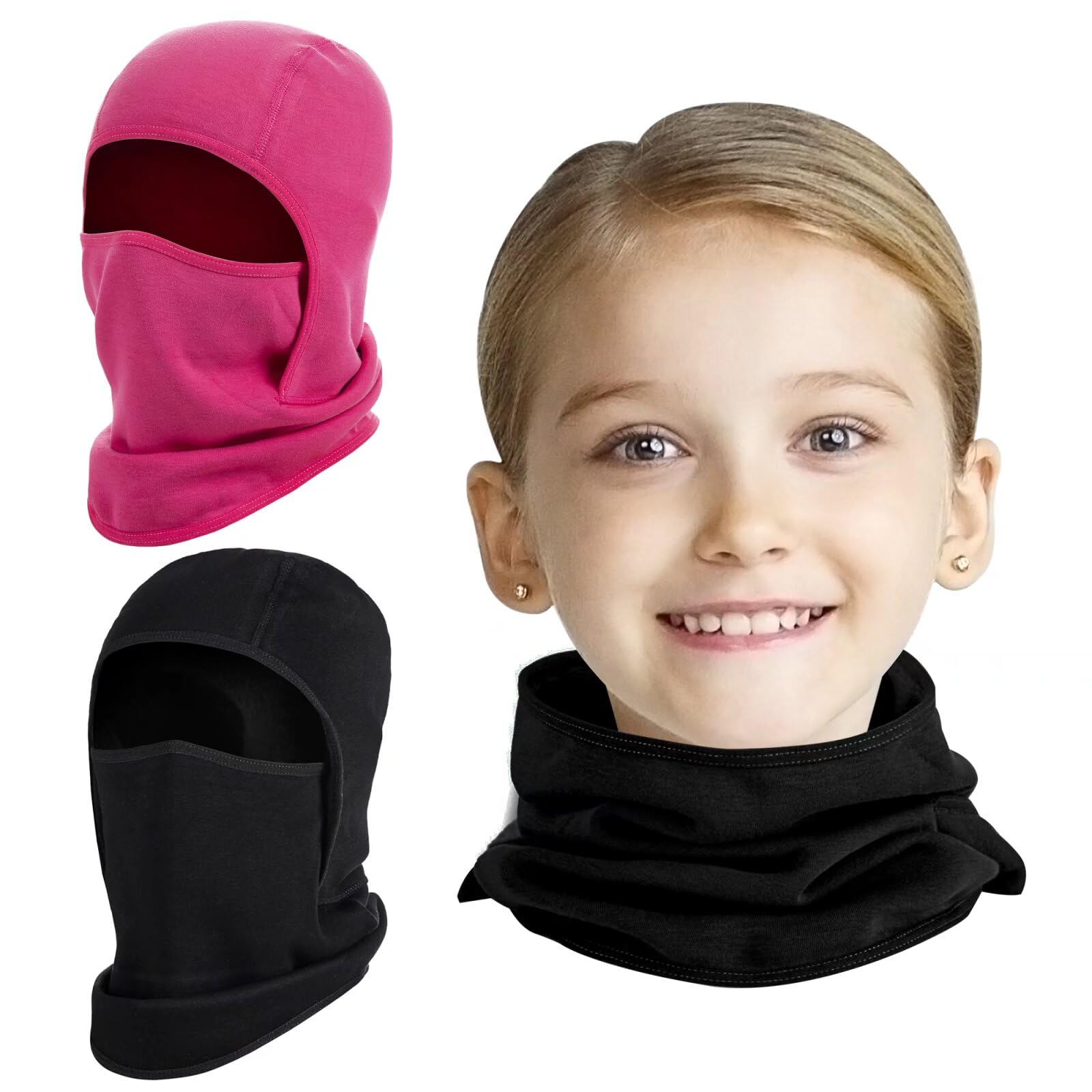 Juego de 2 pasamontañas para niños y niñas, sombrero de invierno para clima frío, calentador de cara a prueba de viento para esquí, ciclismo