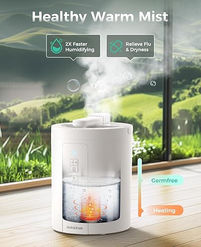 Miniatura 3 de Humidificadores de niebla cálida y saludable para dormitorio, humidificador de acero inoxidable de 100 onzas, fácil de limpiar, humidificador de