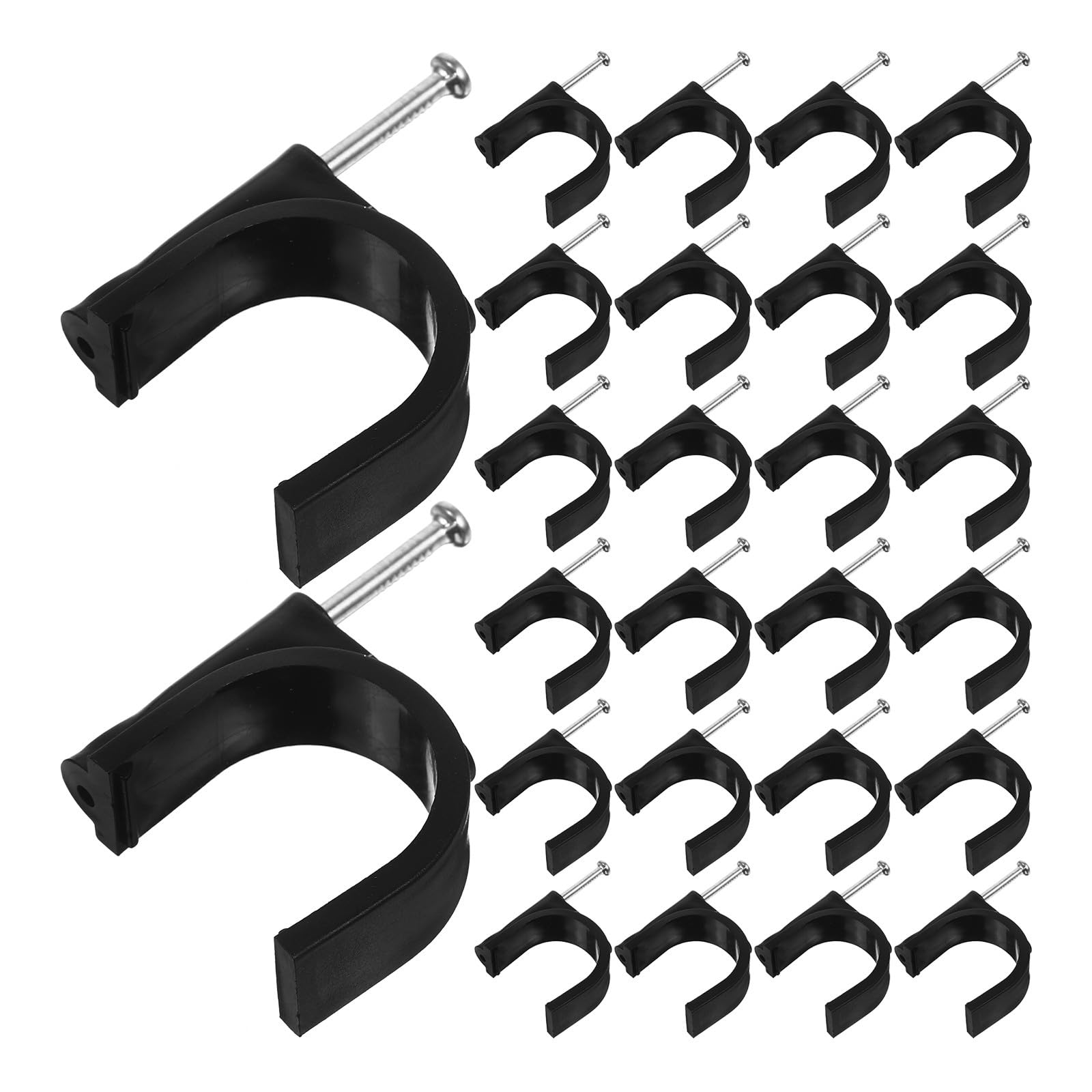 CALLARON 100pcs Colliers de Serrage pour Tubes en Acier et Plastique Noir, Pince en J Robuste avec Fixation Demi-collier, pour Accroche Tube Sécurisé