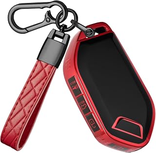 for Kia Key Fob Cover with Keychain - TPU Key Case Shell Protector Compatible with Kia Telluride Sorento K4 K5 EV5 Sportage 5 Button Smart Remote Key, Red