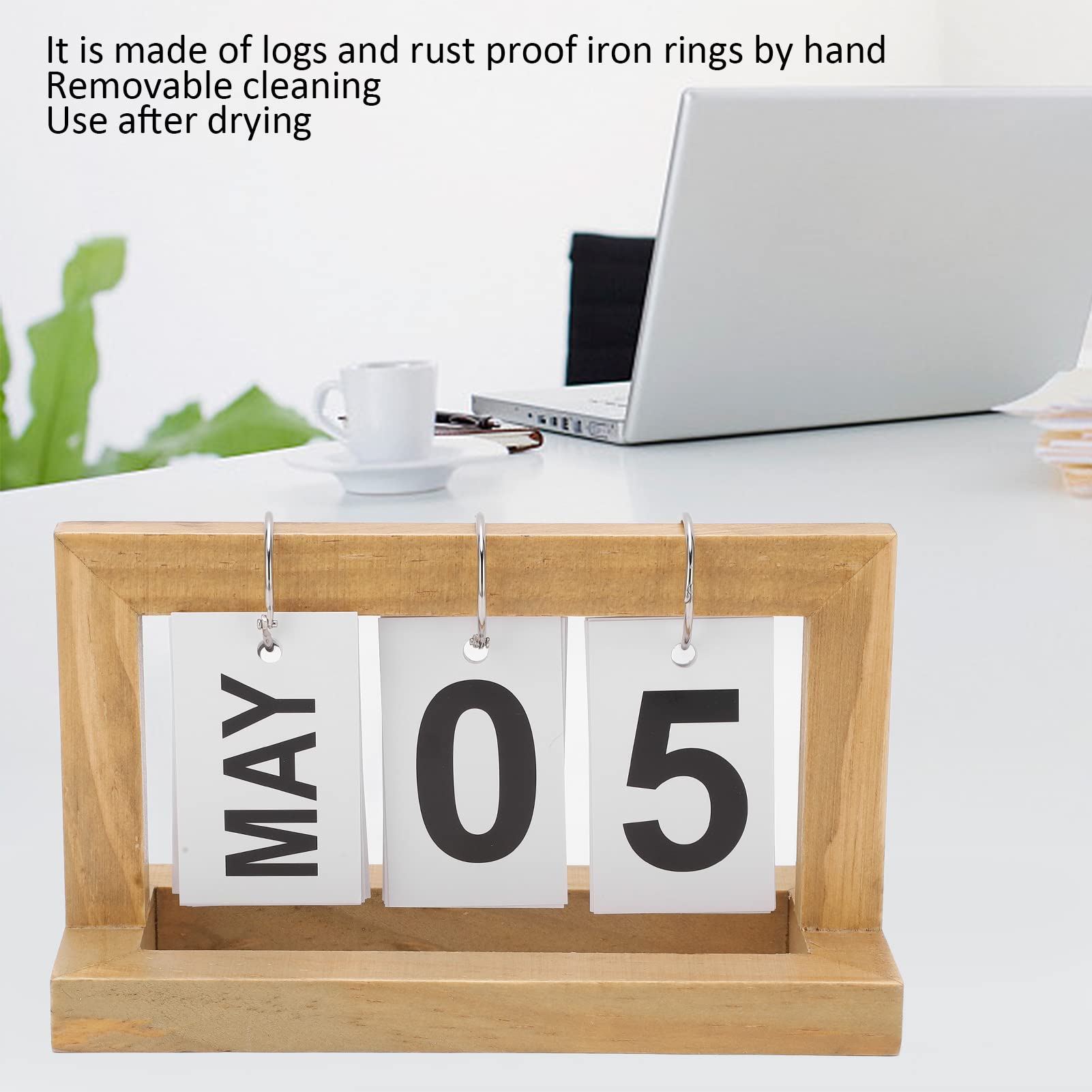 HaoNiu Quotidien Bureau En Métal Flip Calendrier De Bureau Perpétuel Calendrier Vintage En Bois Pour La Maison Cuisine Bureau Décor Calendrier En Bois Noir