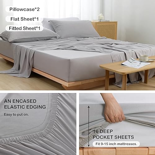 Miniatura 6 de PANDATEX 55% Bambú 45% algodón lino texturizado juego de sábanas para cama Individual, matrimonial Queen King