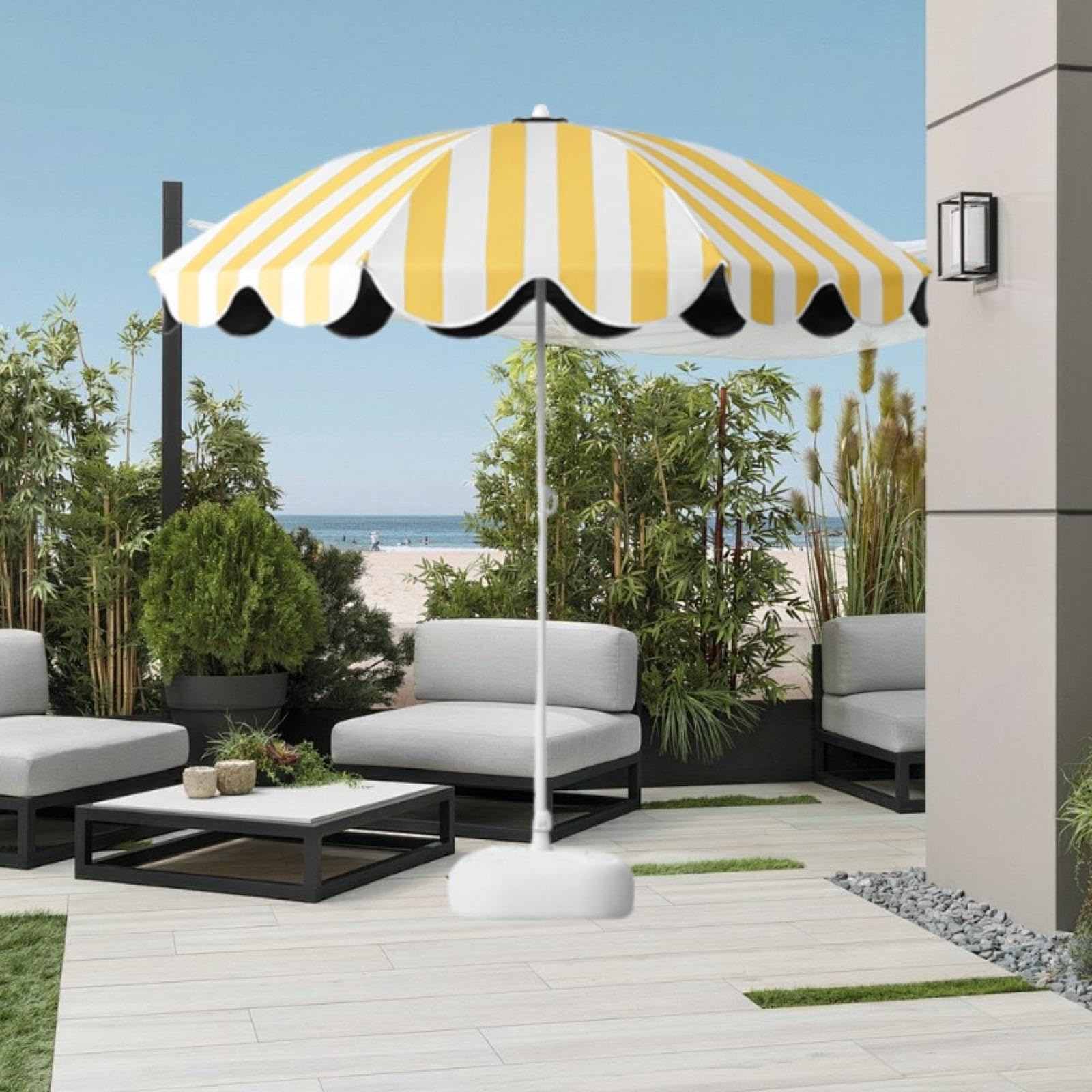 Ombrellone da Spiaggia, Tenda da Piscina, Ombrellone da Giardino, Leggero con Robuste Aste in Ferro E Antivento, Adatto per Giardini, Patii, Piscine, con Base di riempimento d'Acqua