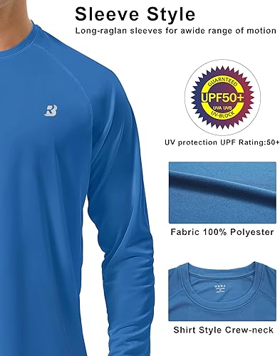 Miniatura 10 de Roadbox Camisas de protección solar UPF 50+ para hombre, manga larga, protección solar SPF para pesca, senderismo, natación, correr