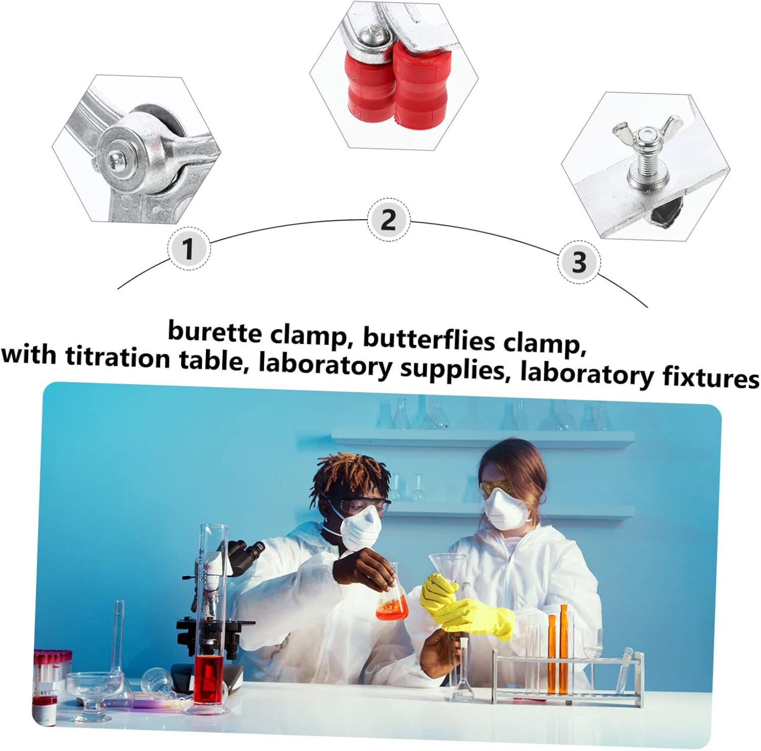 Aluminum Burette Clip Titration Clamp Laboratory Fixing Accessory for Science Experiments Classroom Use 9.05X4.72X1.96 Inch