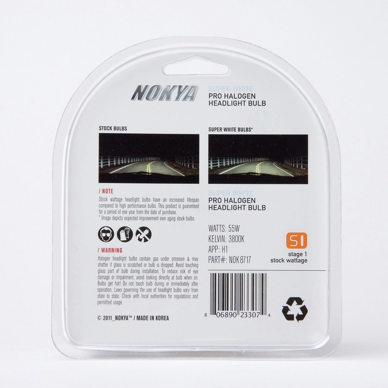 Nokya H1 Headlight Bulbs — Super White 3800K 55W (Stage 1) NOK8717