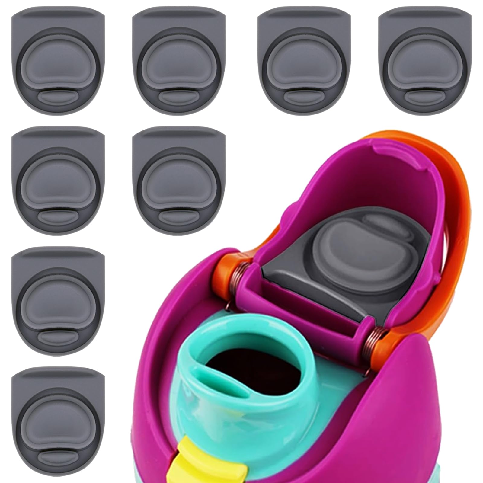 BMSQOFD 8pcs Replacement Stopper Seal Compatible with Owala FreeSip 24oz 32oz,Water Bottle Lid Insert Cap Rubber Seal Parts for Owala 16/19/24/32/40oz Spout Gasket Mouth piece Accessories (Gray)