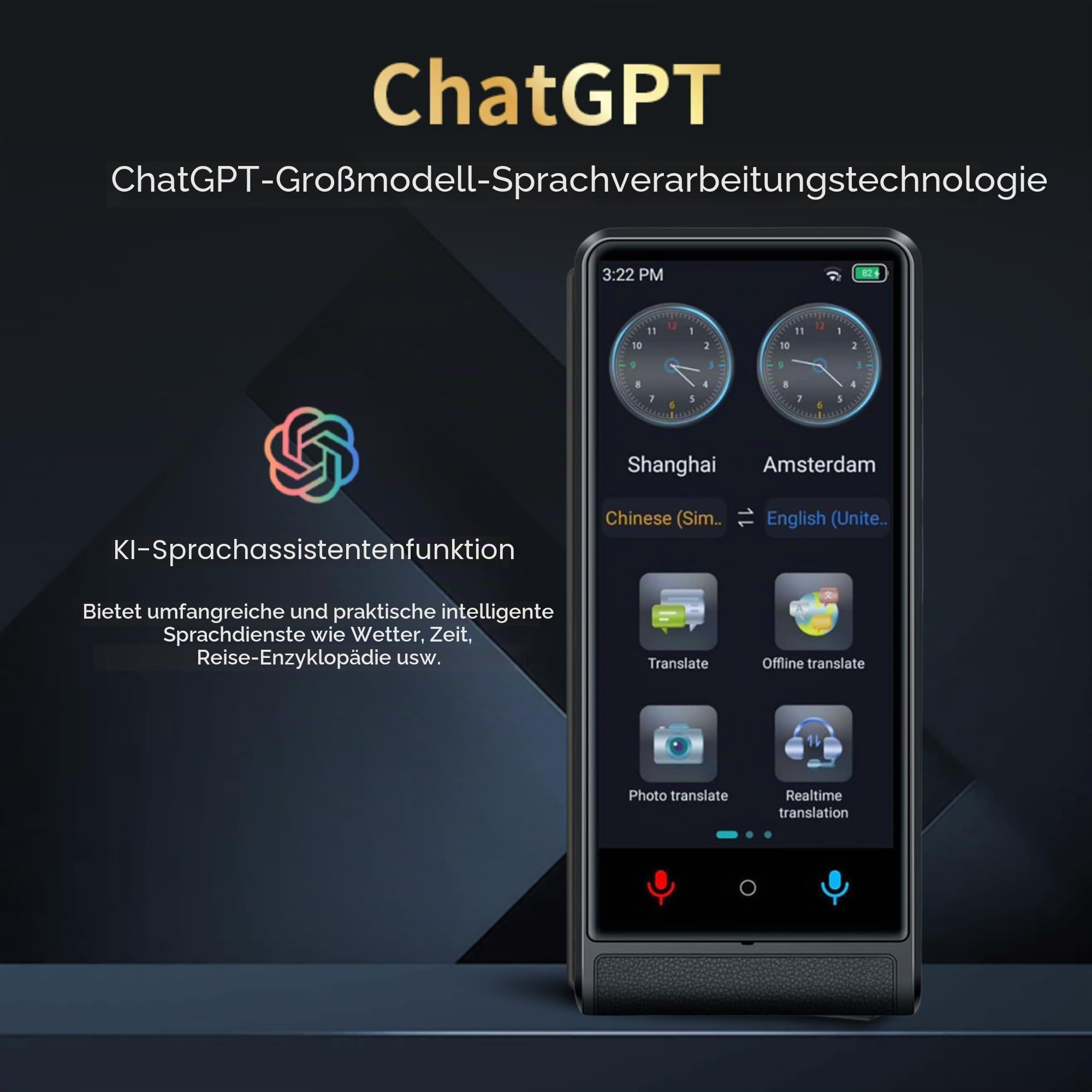 California, Sprachuebersetzer Echtzeit 2026, Ohne WLAN Ohne Daten, 4 Zoll Touchscreen, Aluminiumlegierung, 142 Sprachen Online 22 Offline, KI-Uebersetzer