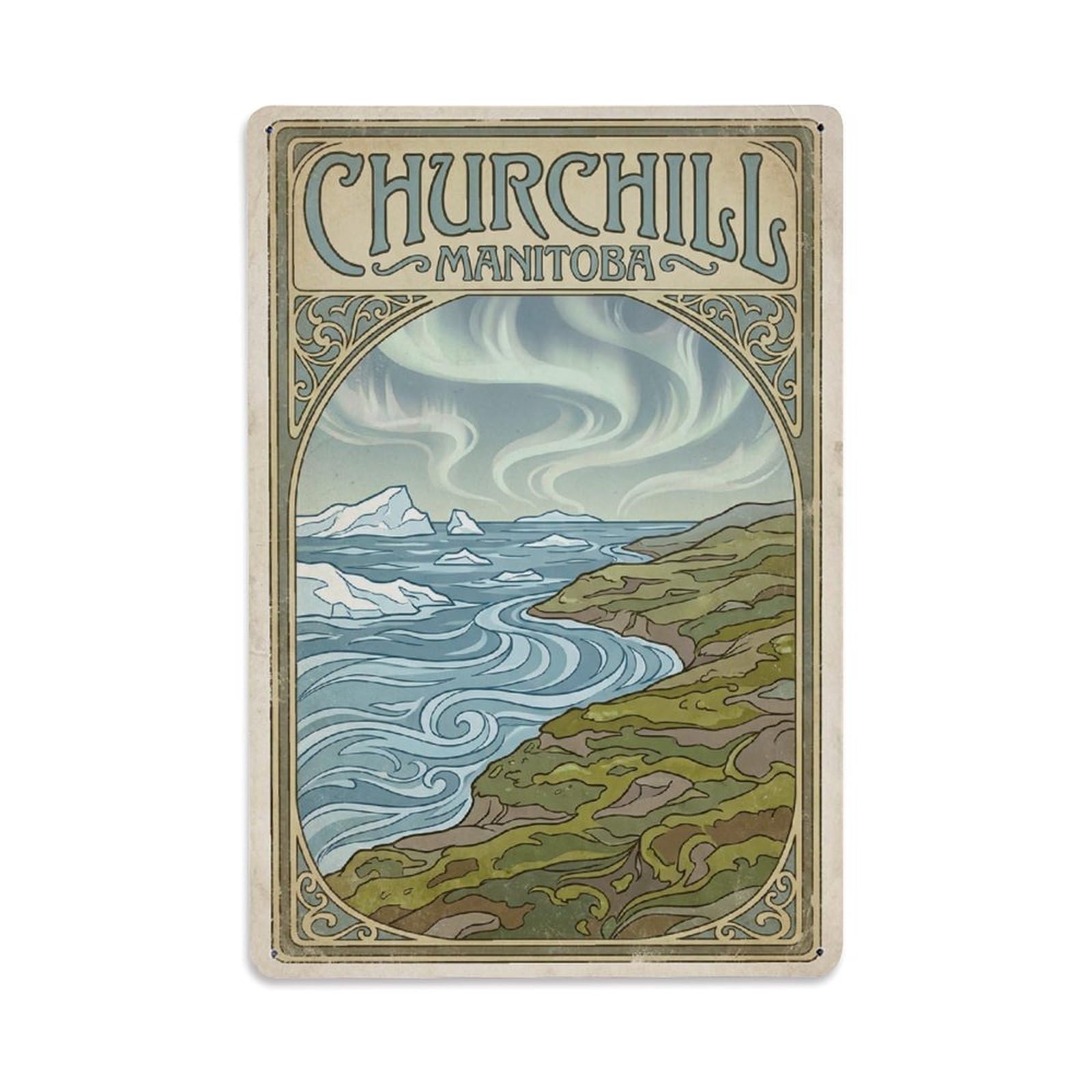 Xanthor Style Retro Travel Canada Churchill Metal Tin Sign