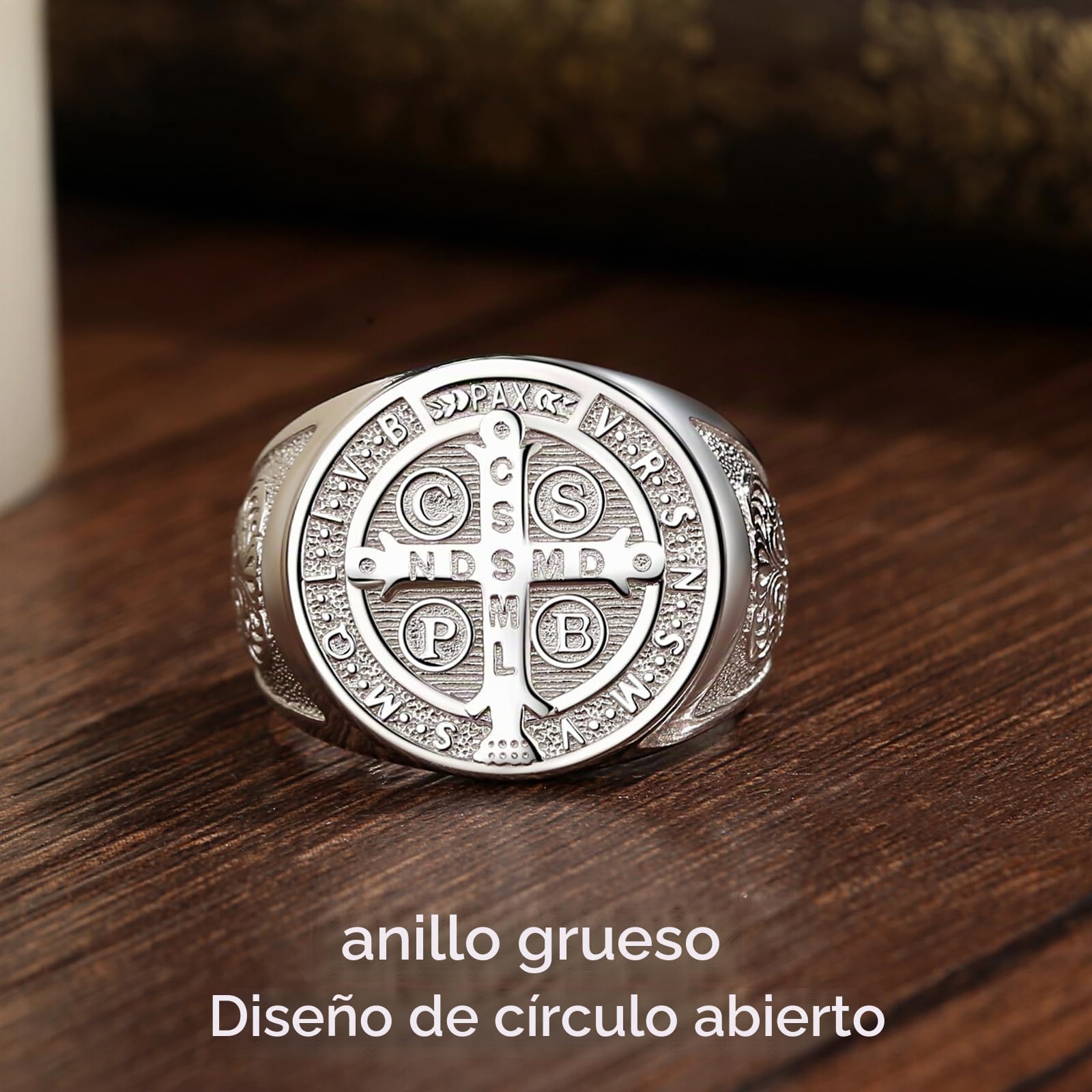 CELESTIA Anillos Hombre Tetragramaton Sello de 7 Arcangeles Anillo Ajustable para Hombre Plata 925 Joyeria Regalos Hombre Cumpleaños San Valentin Día del Padre