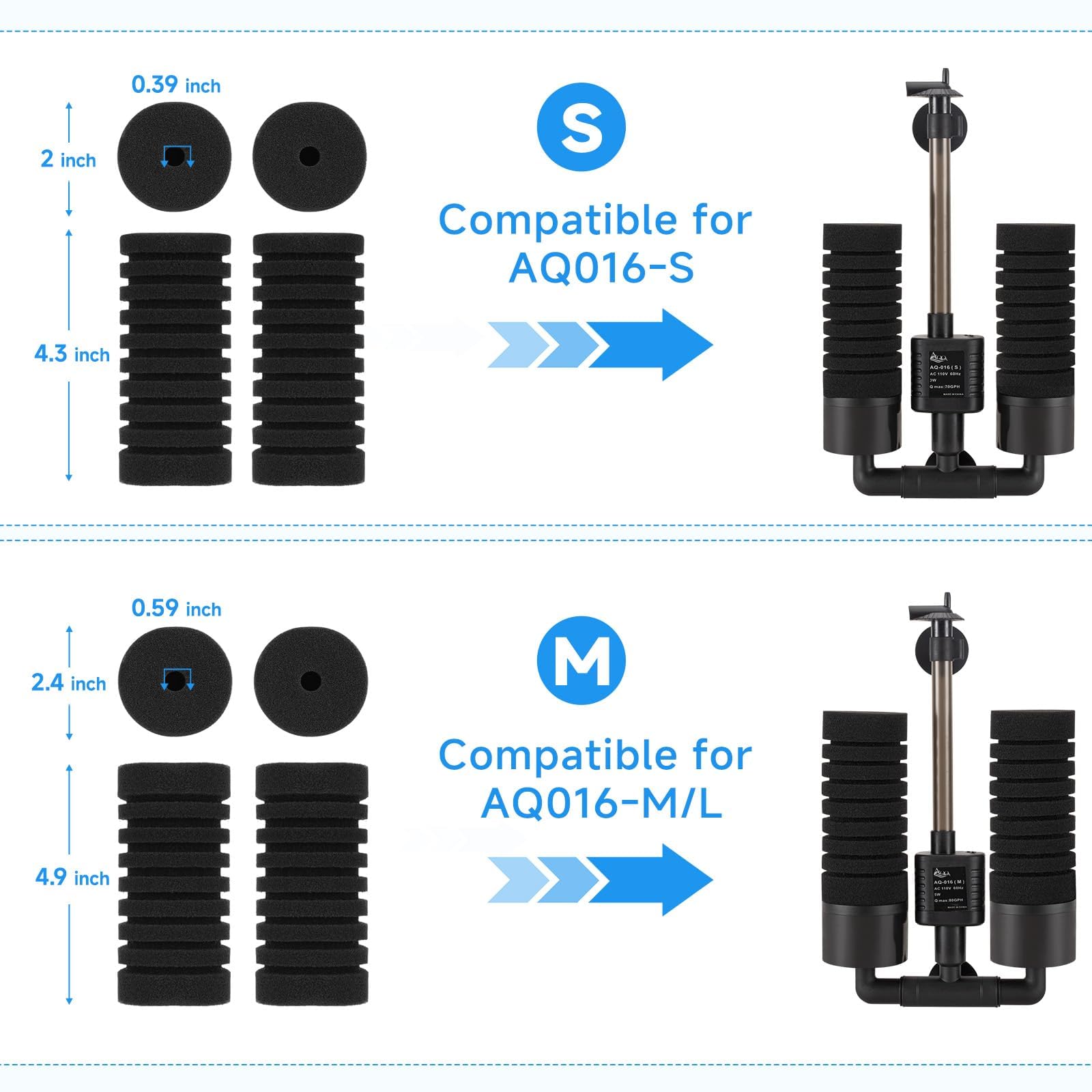 AQQA Aquarium Filter Cotton,Aquarium Filter Cartridge Replacement - Image 3