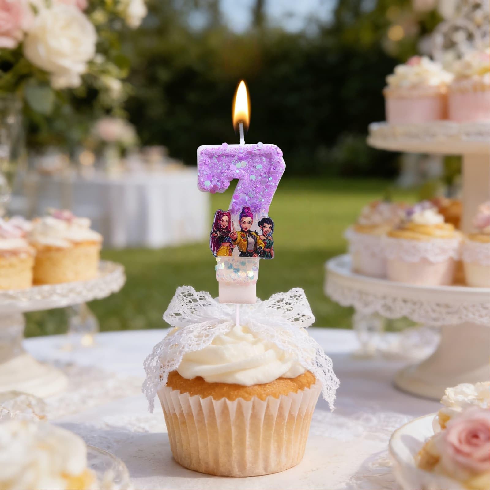 Korea Pop Demon Movie Hunters Birthday Number 7 Candles, Cute Cake Decoration, Perfect for Birthday Party Decorations (7) — view 5