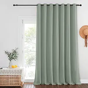 NICETOWN Sage Green Curtain for Sliding Glass Door, Grommet Thermal Insulated Large Window Treatment for Windows Energy Saving Patio Door Panel for Living Room, W100 x L120, 1 Panel