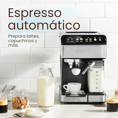 Miniatura 2 de Chefman CaféMaster Pro - Máquina de café expreso, prepara shots individuales o dobles, cafetera con espumador de leche integrado para capuchino