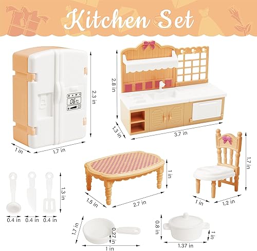 Miniatura 8 de Juego de 10 piezas de mini cocina para casa de muñecas, juego de cocina en miniatura, mini cocina para niños, casa de muñecas, muebles y accesorios,