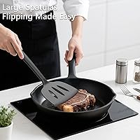 Vista 3 de Coukre 3 Pack Silicone Spatula Set, High Heat Resistant, BPA-Free, Fish Spatula, Solid & Slotted Turner for Non-Stick Pans, Flipping Eggs, Pancakes