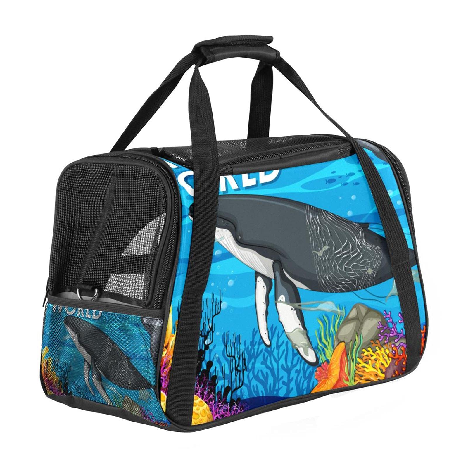 Sac de transport chat approuvé compagnies aériennes motif baleine bleu