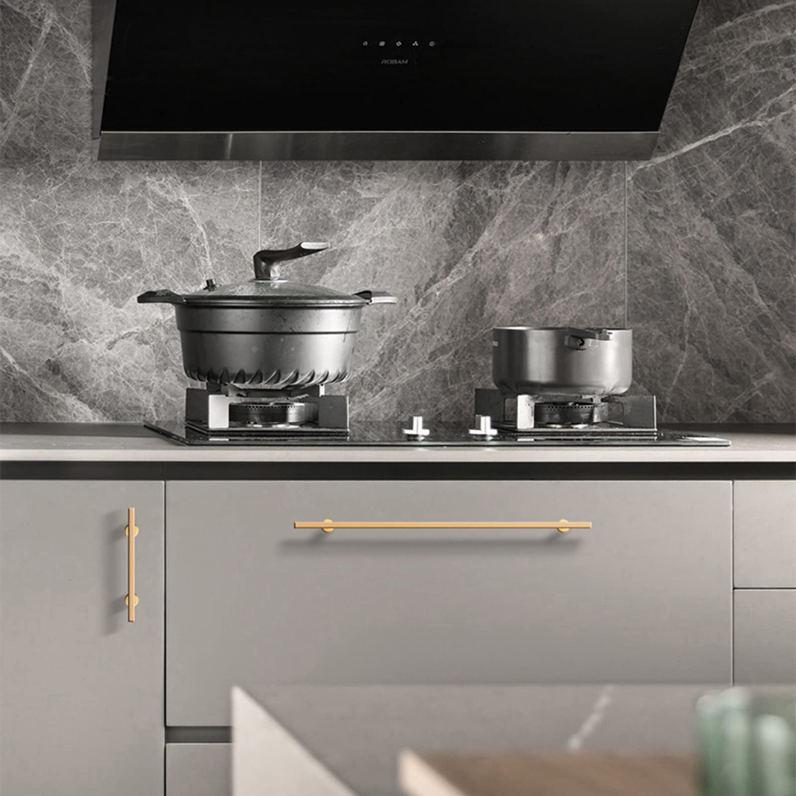 2 Pezzi Cassetto Maniglie & Pomelli,Manopola dell'Armadio da Cucina,Pomolo Solidi in Lega di Zinco,Golden Door Manopola,per Mobili Armadio,con Viti,Holedistance416mm