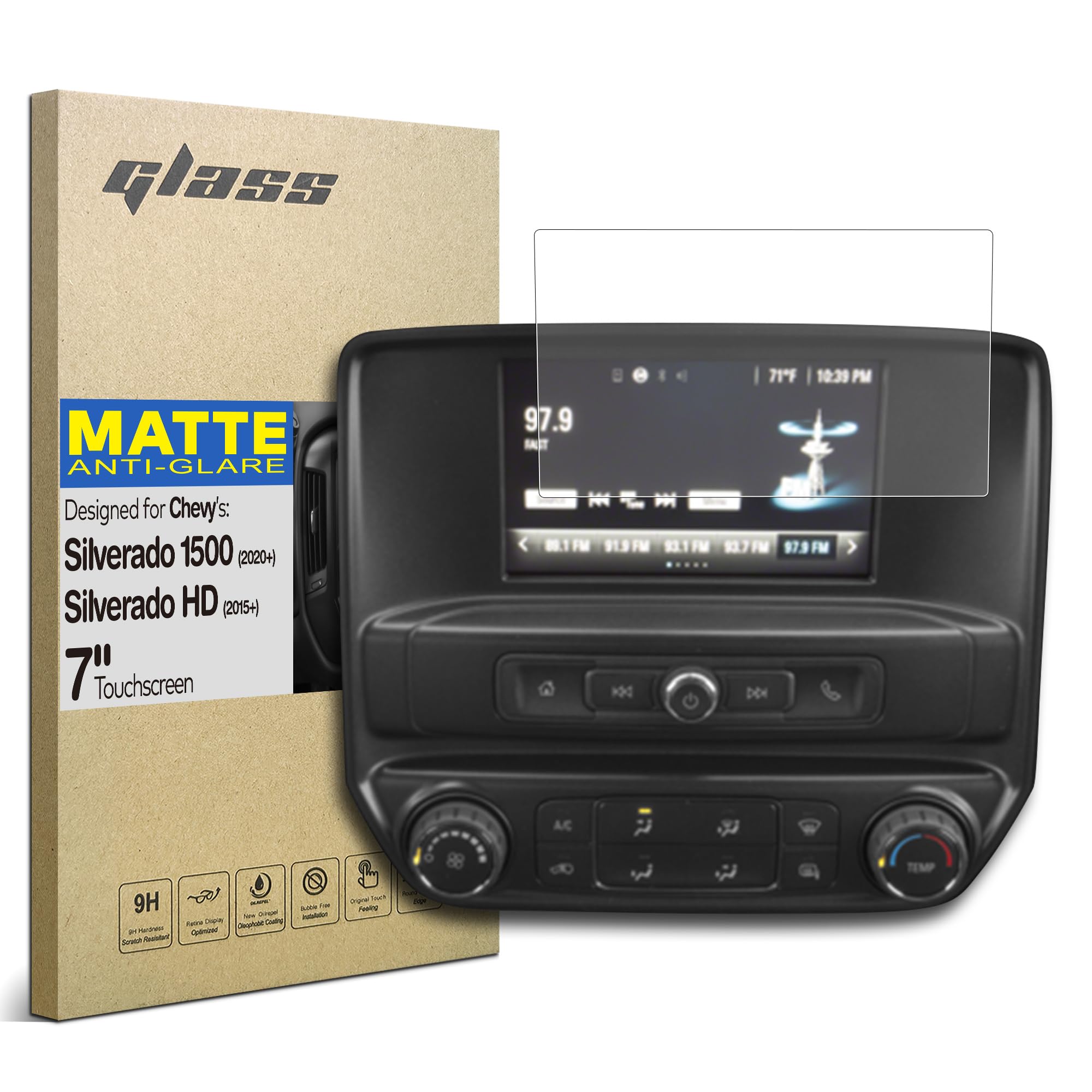 Tempered Glass Screen Protector for Chevy Silverado 1500(2021-2026), Silverado 2500 3500 HD(2018-2026) 7-Inch Touchscreen Anti Glare (Matte)