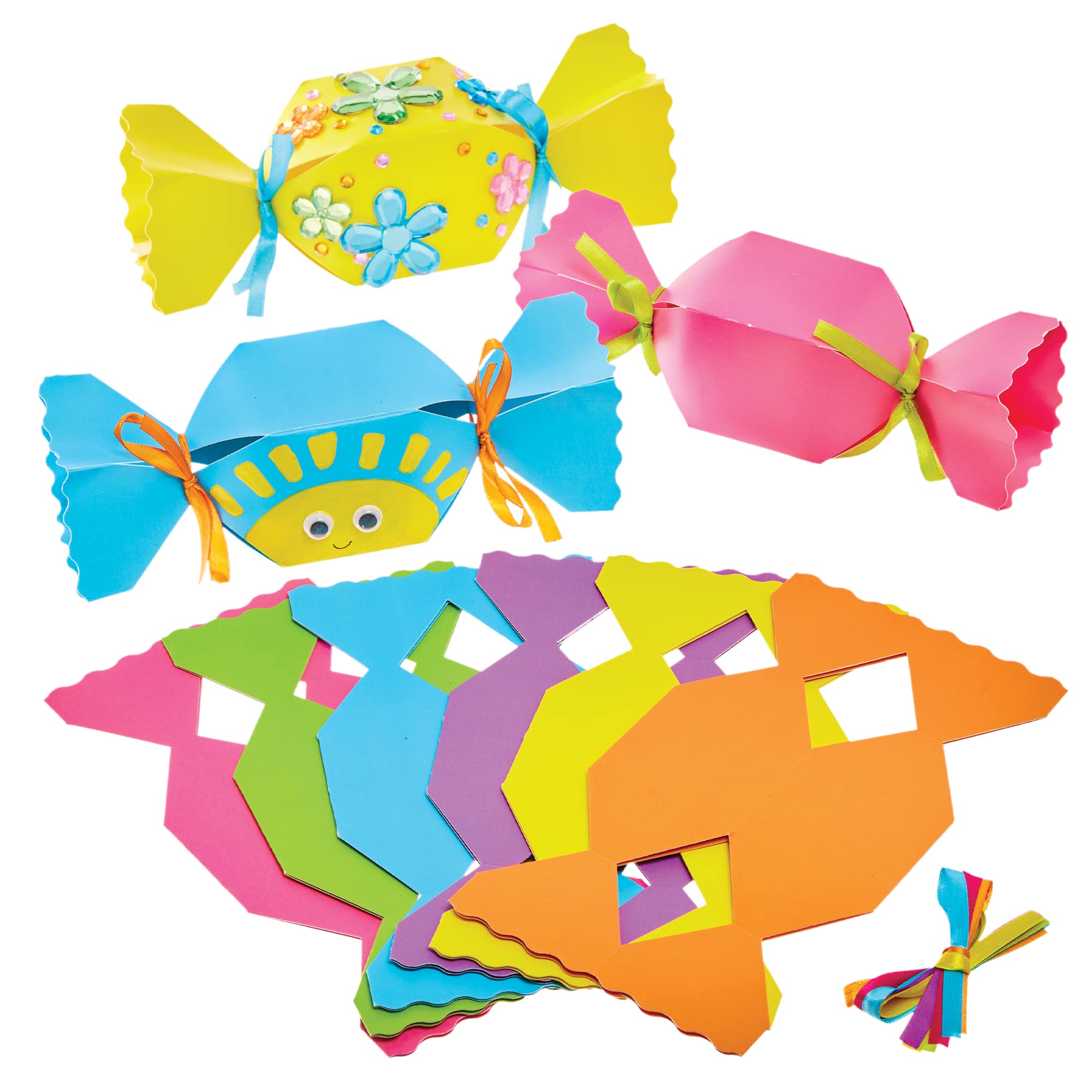 Baker Ross FX707 Candy Sweet Party Box Kits - Pack of 12, Party Favour Boxes for Birthday Parties
