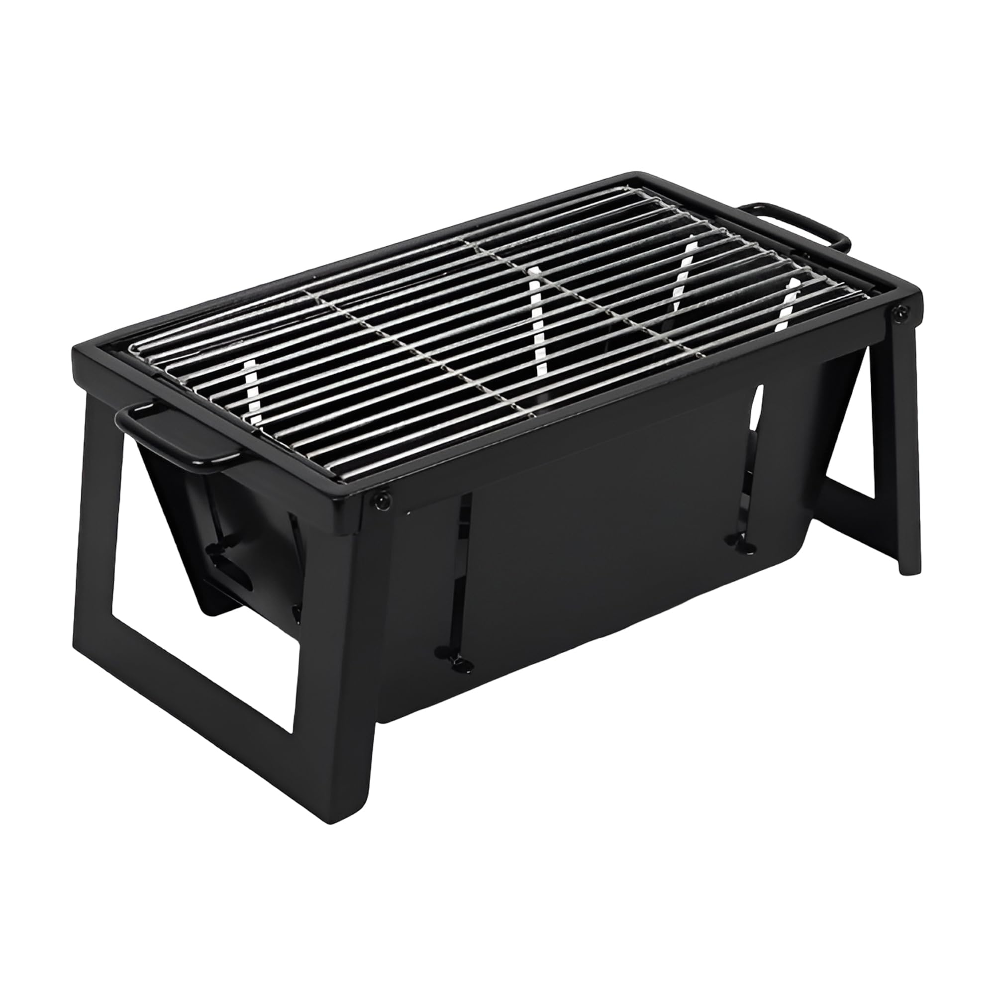 Amazon Brand - Umi FireFold Grill BBQ Grill for Indoor & Outdoor Cooking| Traveler Compact Foldable Tandoor Charcoal Barbeque Grill Set| Tabletop, Portable, Easy Assembly- (Black)