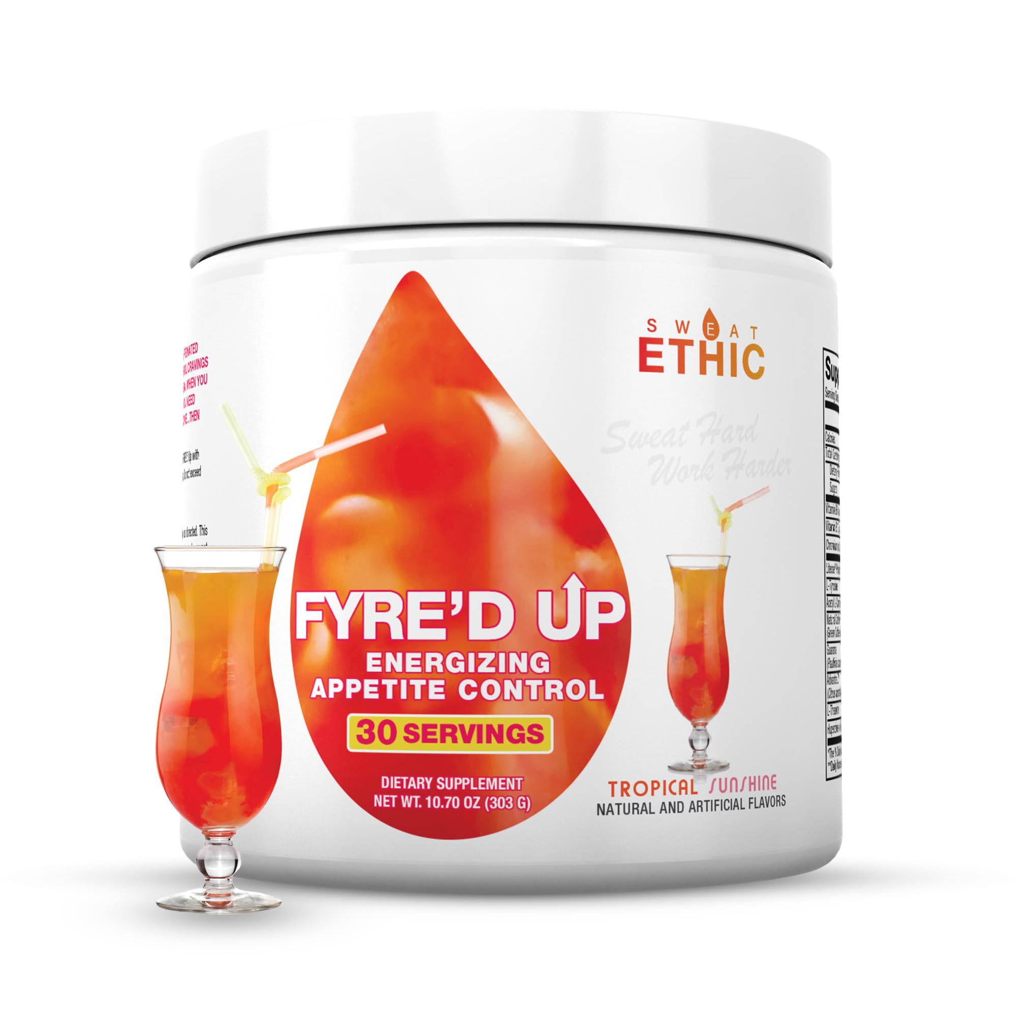 Sweat Ethic Pré-treino em pó com cafeína, fibra e extratos vegetais 200 mg, 30 porções