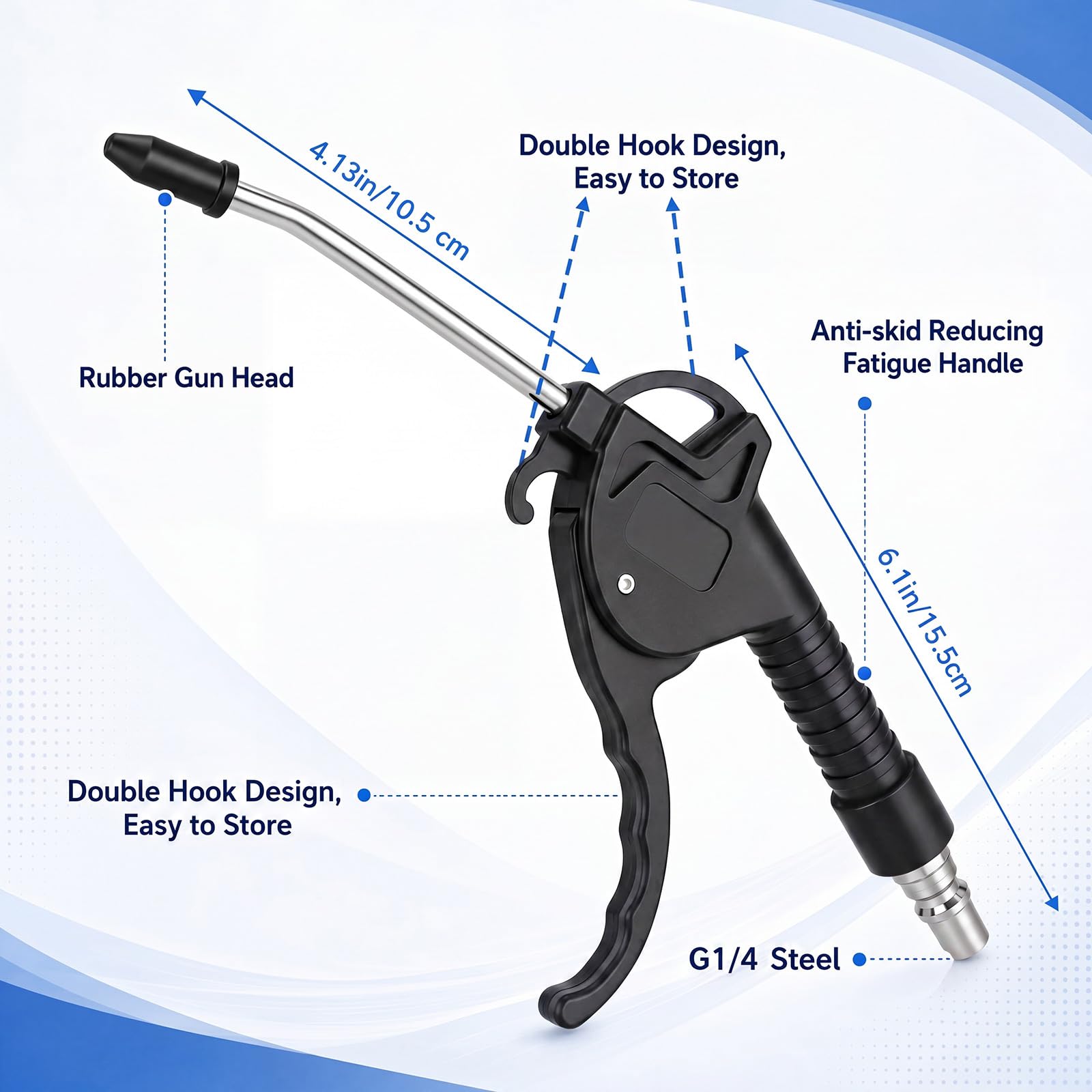 Honoson 20 pistole ad aria compressa, ugelli lunghi per compressore, con ugelli piegati lunghi 25,4 cm, in acciaio inox, per uso domestico industriale, rimozione della polvere e dettagli dell'auto