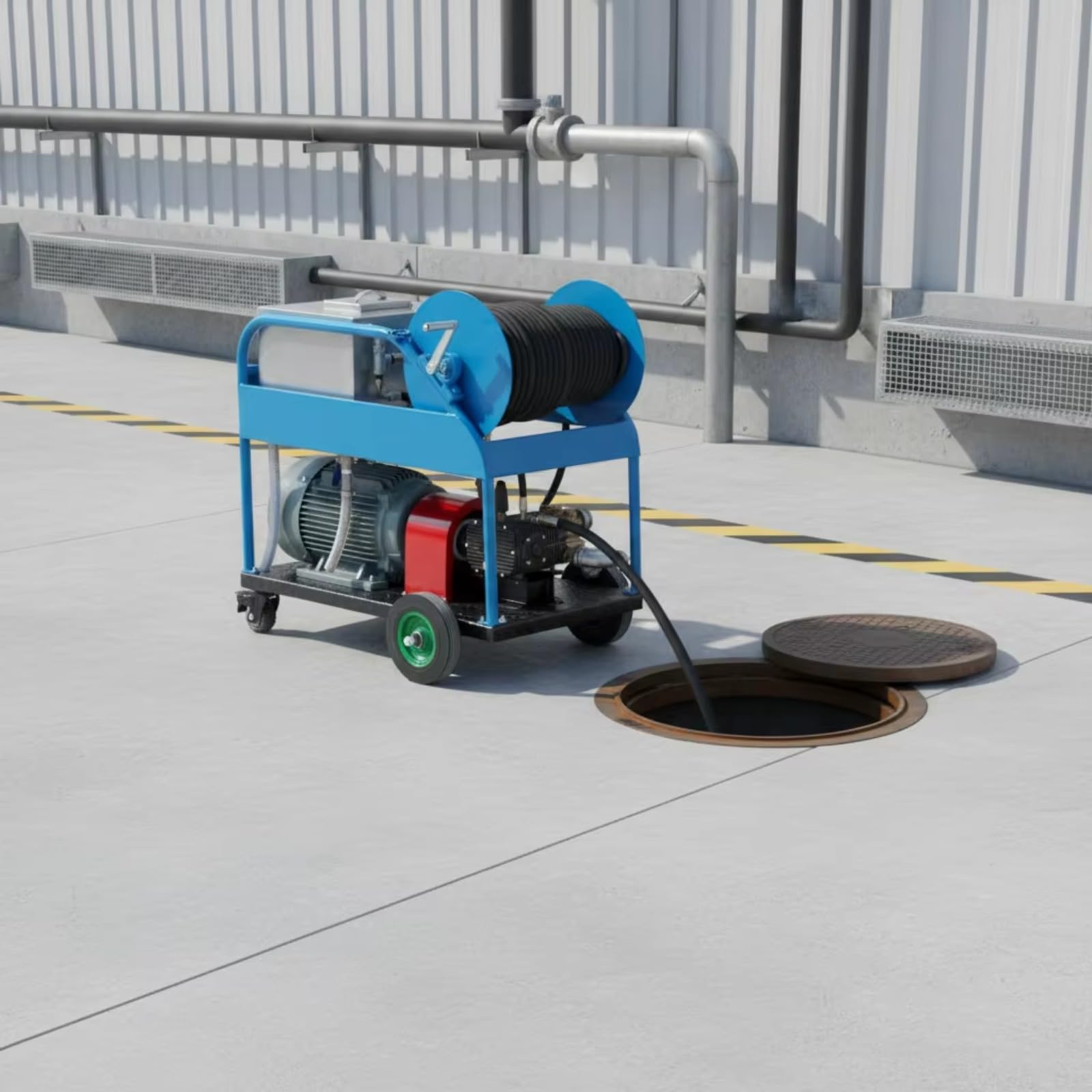 Máquina de limpieza de tuberías de alta presión, sistema de limpieza de drenaje de chorro hidráulico para limpieza de tuberías industriales para limpieza de desagües y alcantarillados