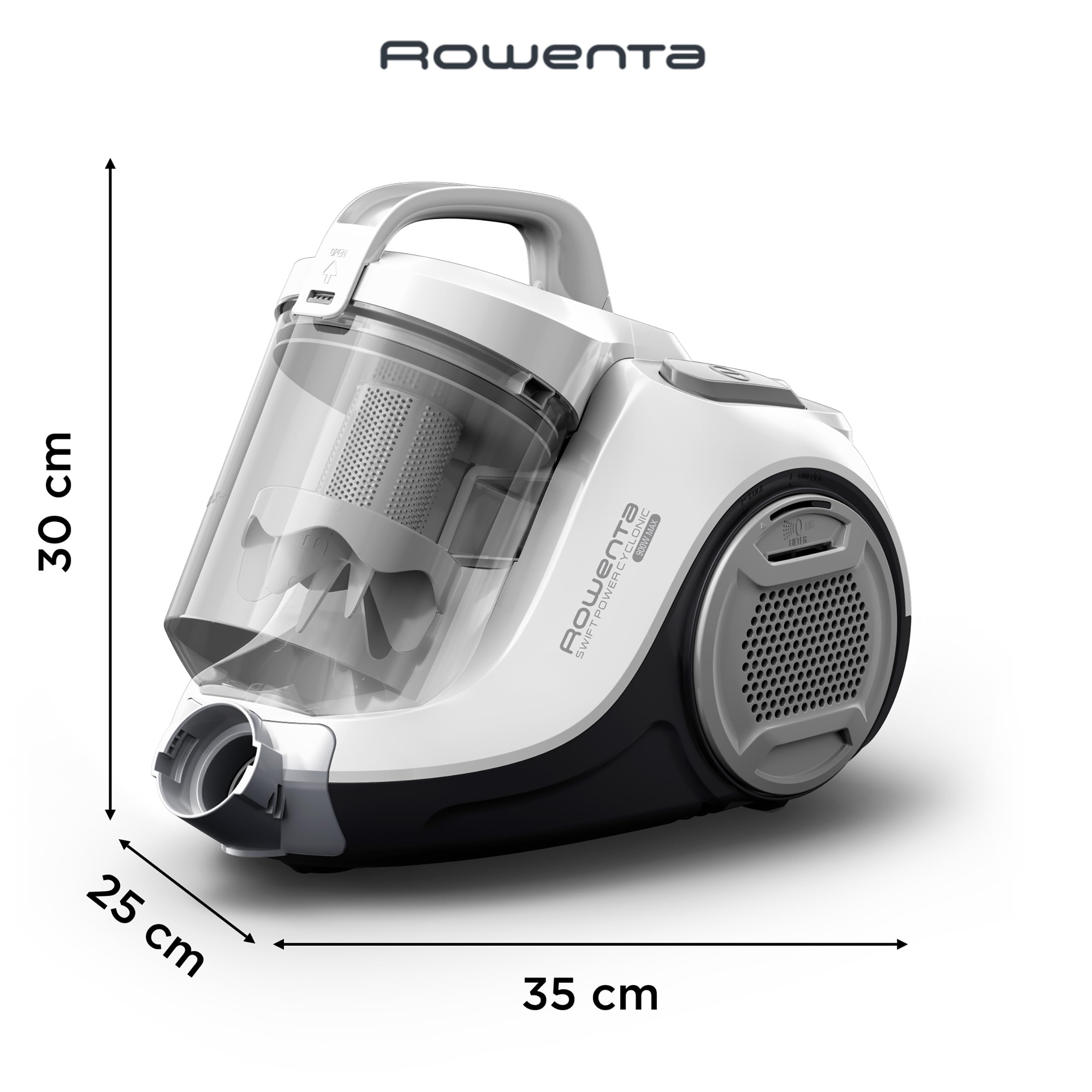 Rowenta Swift Power Cyclonic Bodenstaubsauger – 900 W starke Saugleistung, kompakt und leicht, 1,2 l Staubbehälter, 77 dB leise, 7,6 m Aktionsradius, beutelloser Staubsauger für Hart- und Teppichböden