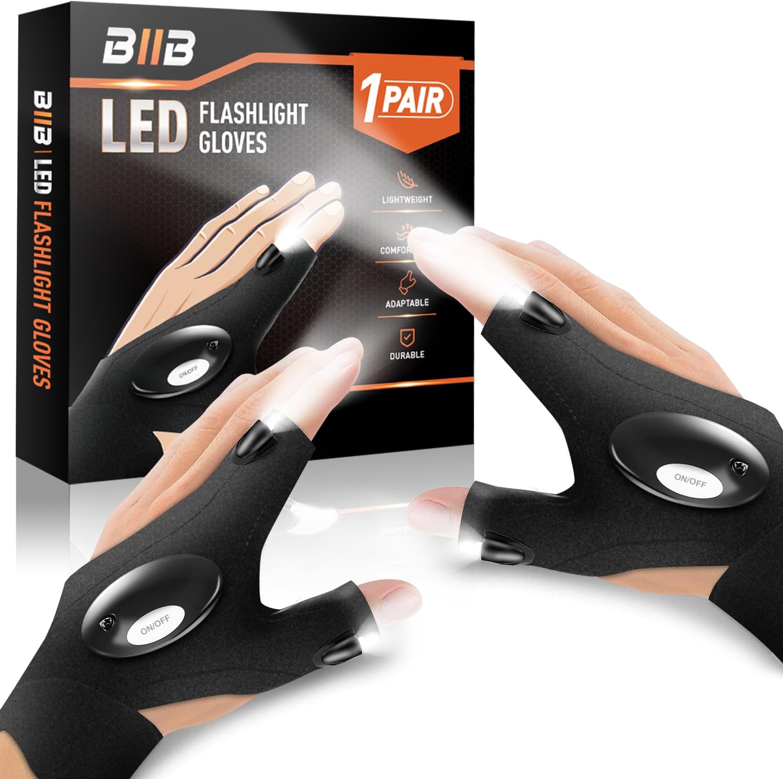BIIB Father s Day Gifts for Men, LED Gloves with Lights for Fishing, Fathers Day Presents from Daughter Son, Gifts for Him Gadgets, Dad Birthday Presents for Men, Camping Accessories