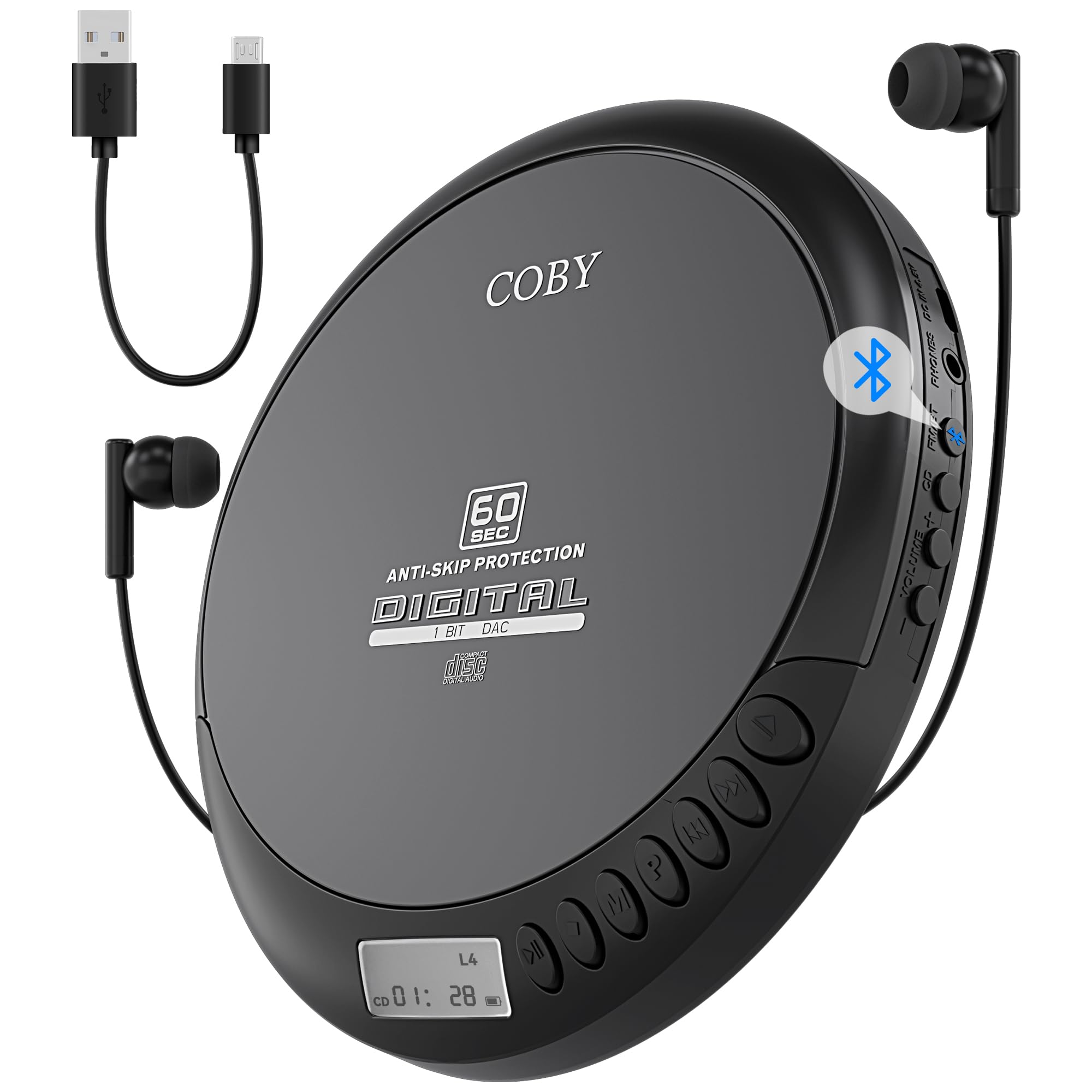 Coby Bluetooth CD Player, FM, AUX, MP3, Anti-Skip