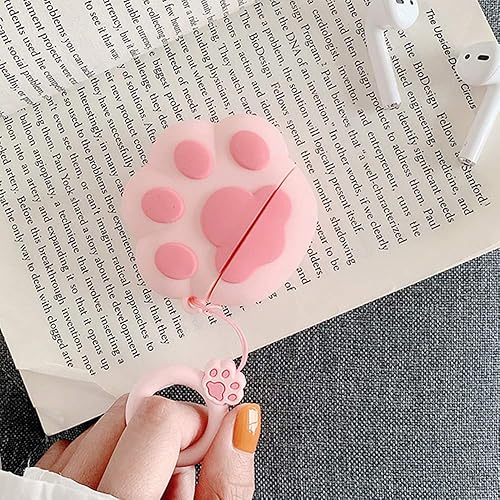 Miniatura 2 de Funda compatible con Cat Paw AirPods 1/2, funda protectora de silicona para AirPods, pata de gato, divertida funda Kawaii linda a la moda 3D de