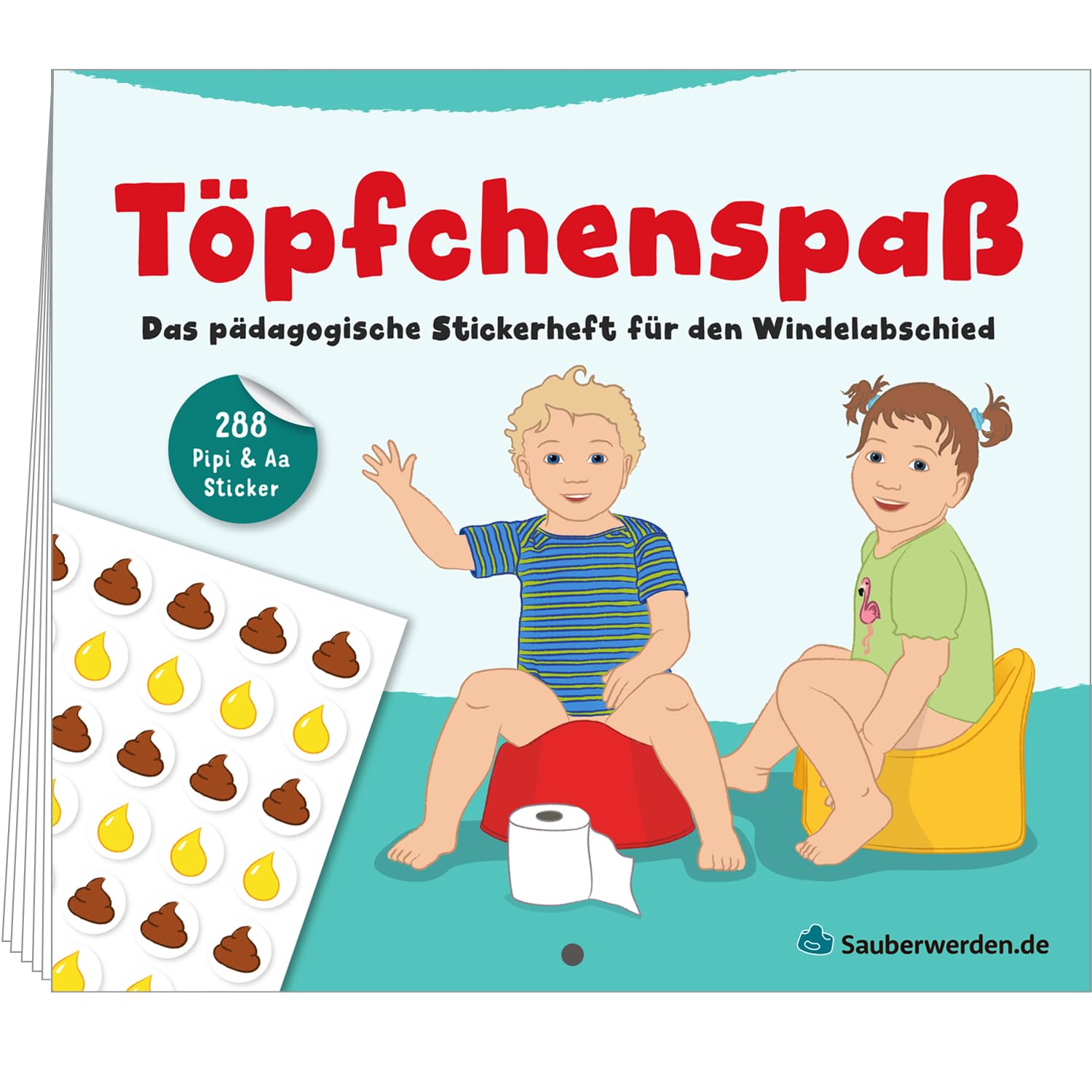 Töpfchenspaß: Belohnungstafel für Kinder beim Töpfchentraining - der spielerische Weg zum windelfrei werden. Entwickelt in Schweden. Mit 288 Pipi & Kacka Stickern.