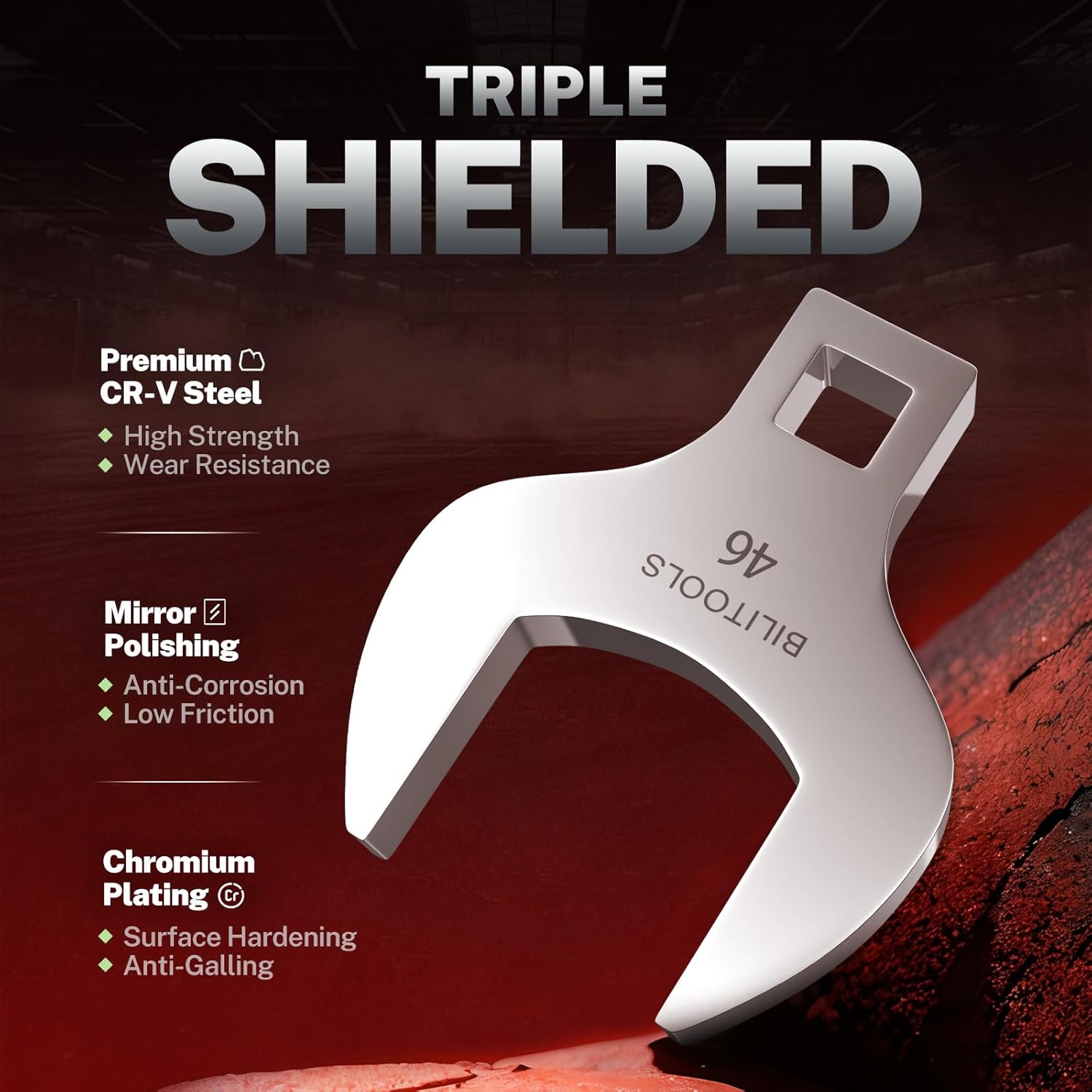 BILITOOLS 14-Piece Jumbo Crows Foot Wrench Set, 1/2" Drive Big Crowfoot Wrench, Metric, 27-50 mm, CR-V Steel